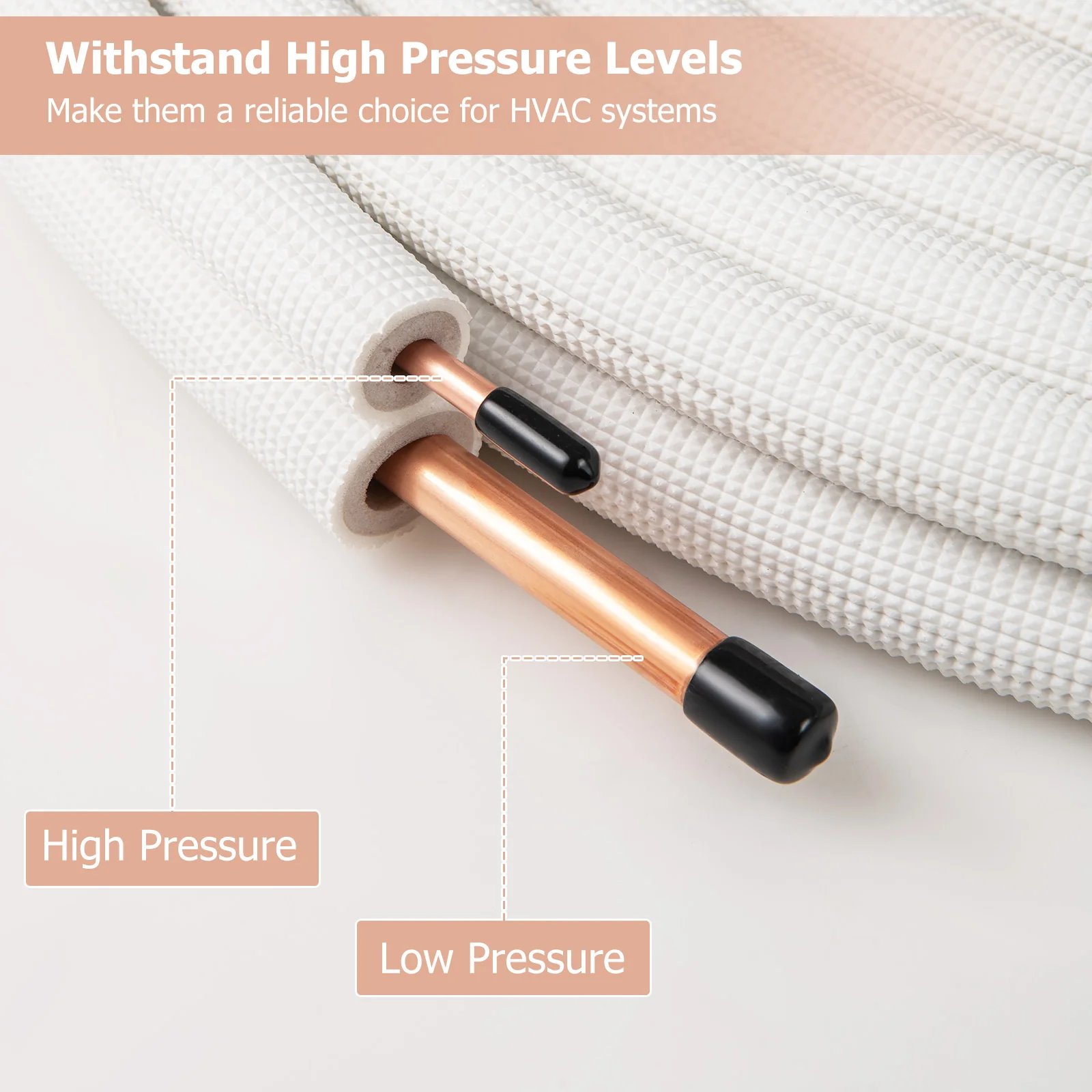 25 Feet Mini Split Line Set with 1/4 Inch and 1/2 Inch O.D. Copper Pipes Tubing - Image 6
