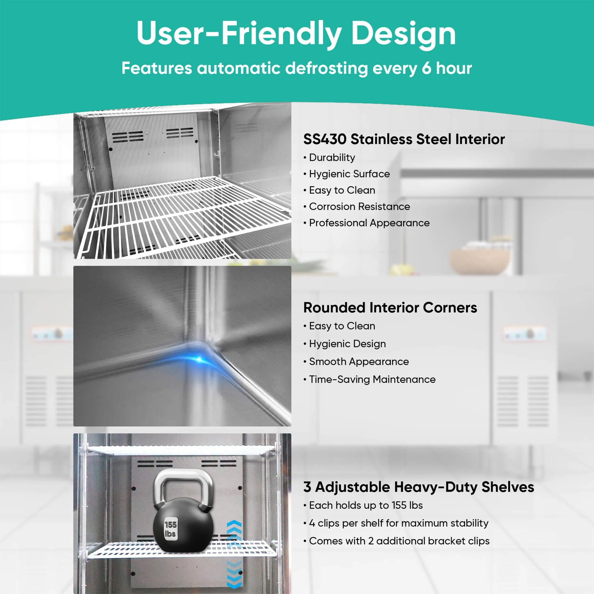 27-Inch 20.5 Cu.Ft Commercial Solid Door Stainless Steel Reach-In Freezer - Image 5