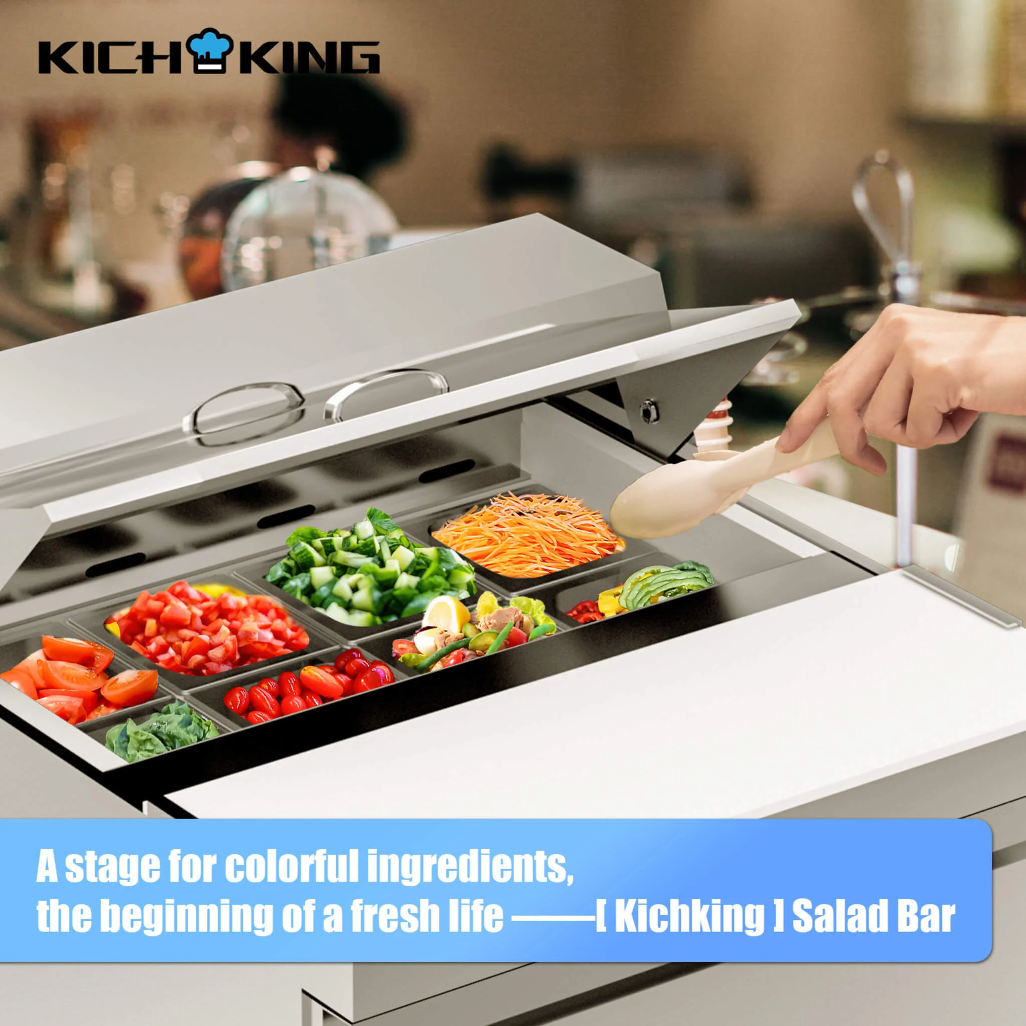 27-Inch 7.4 Cu.Ft Commercial Stainless Steel Sandwich Salad Prep Table Refrigerator - Image 4
