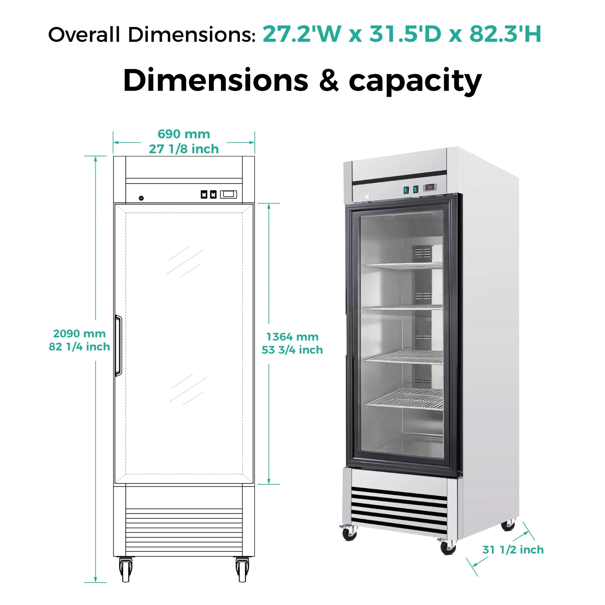 27-Inch Commercial Single Glass Door Reach-In Display Refrigerator - Image 7