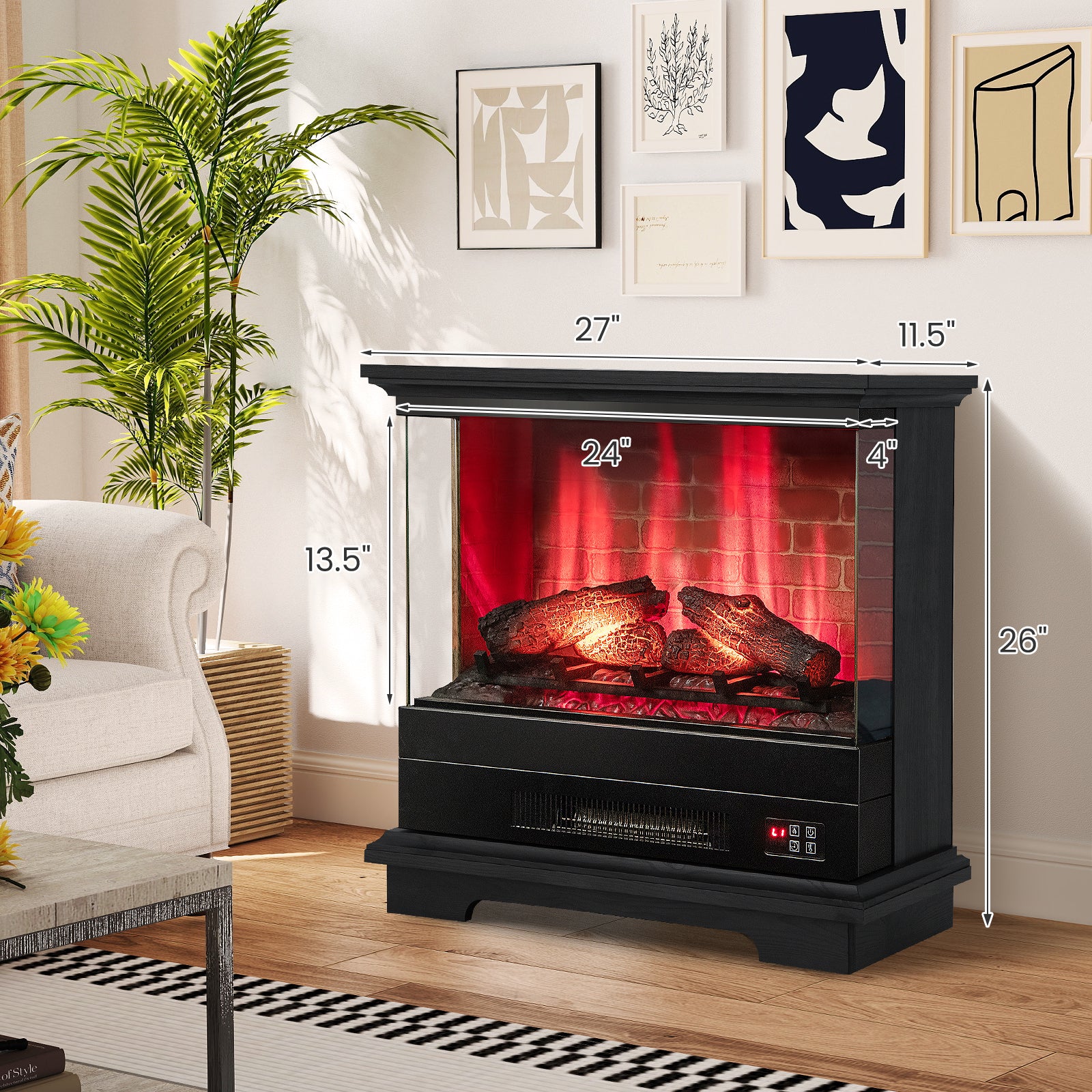 27" Freestanding Fireplace with Remote Control - Image 10