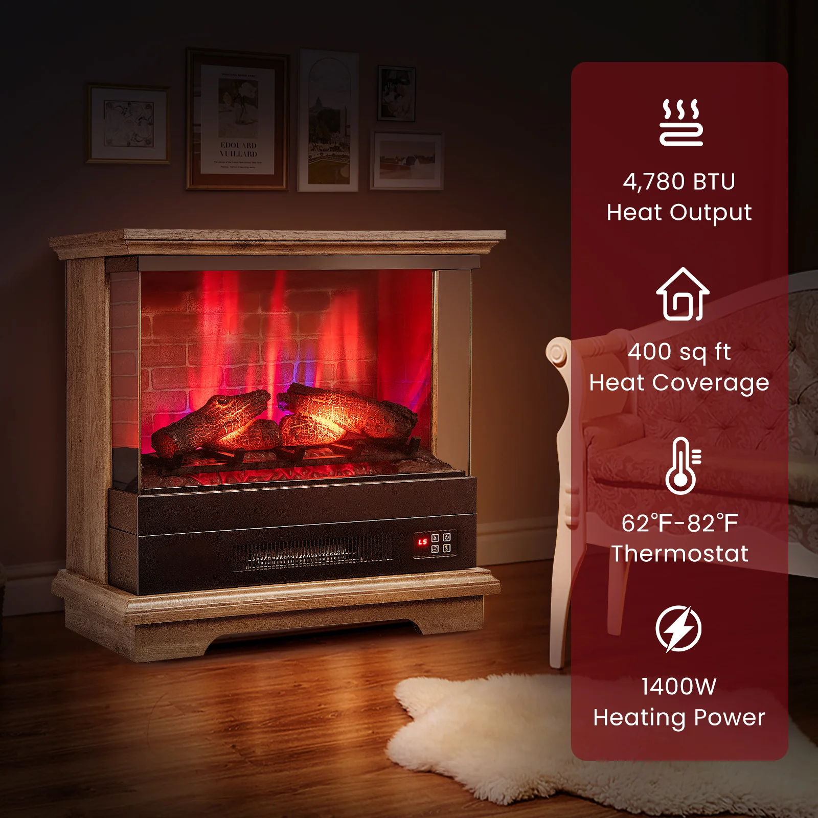 27" Freestanding Fireplace with Remote Control - Image 20