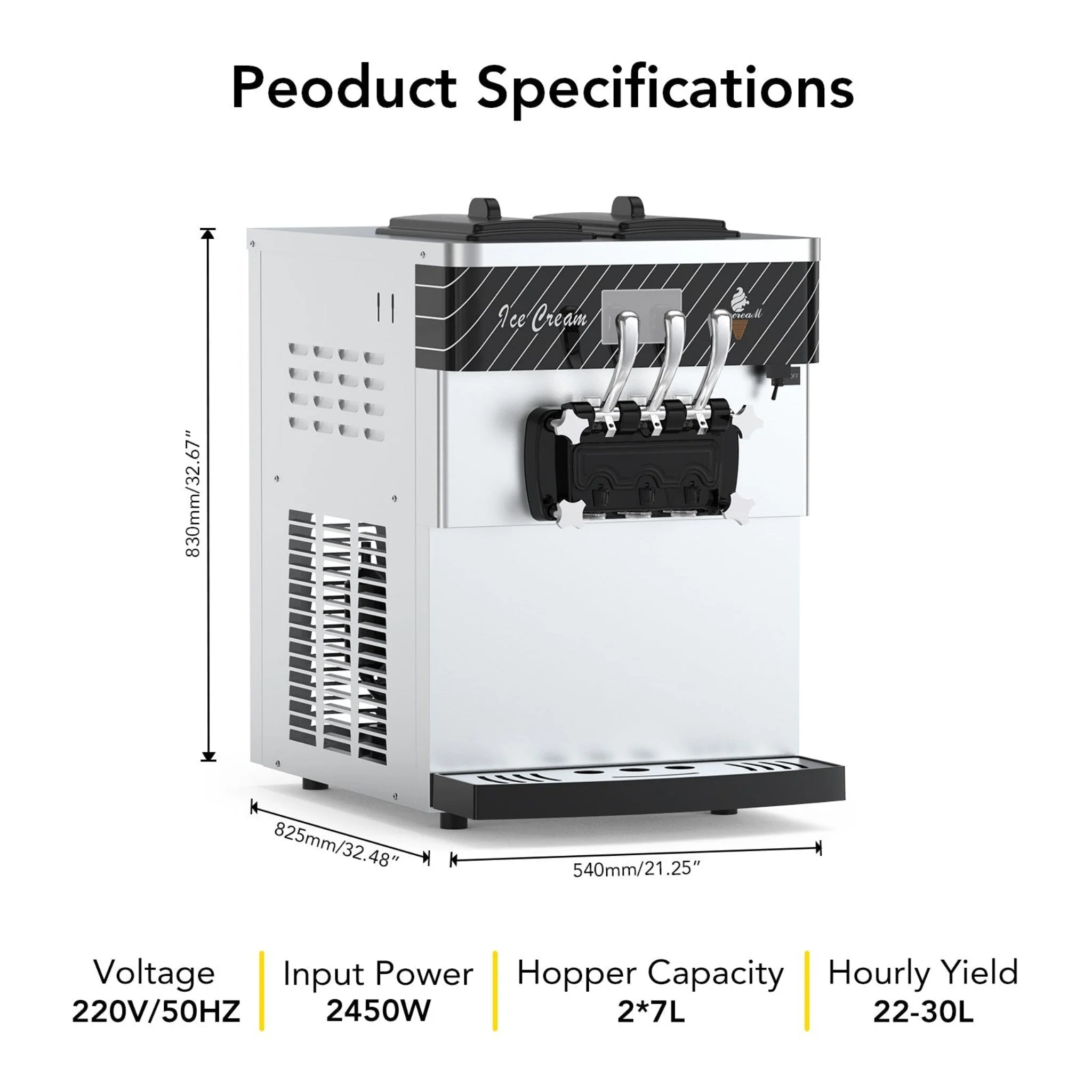 3 Flavor Soft Serve Commercial Ice Cream Maker Machine - Image 8