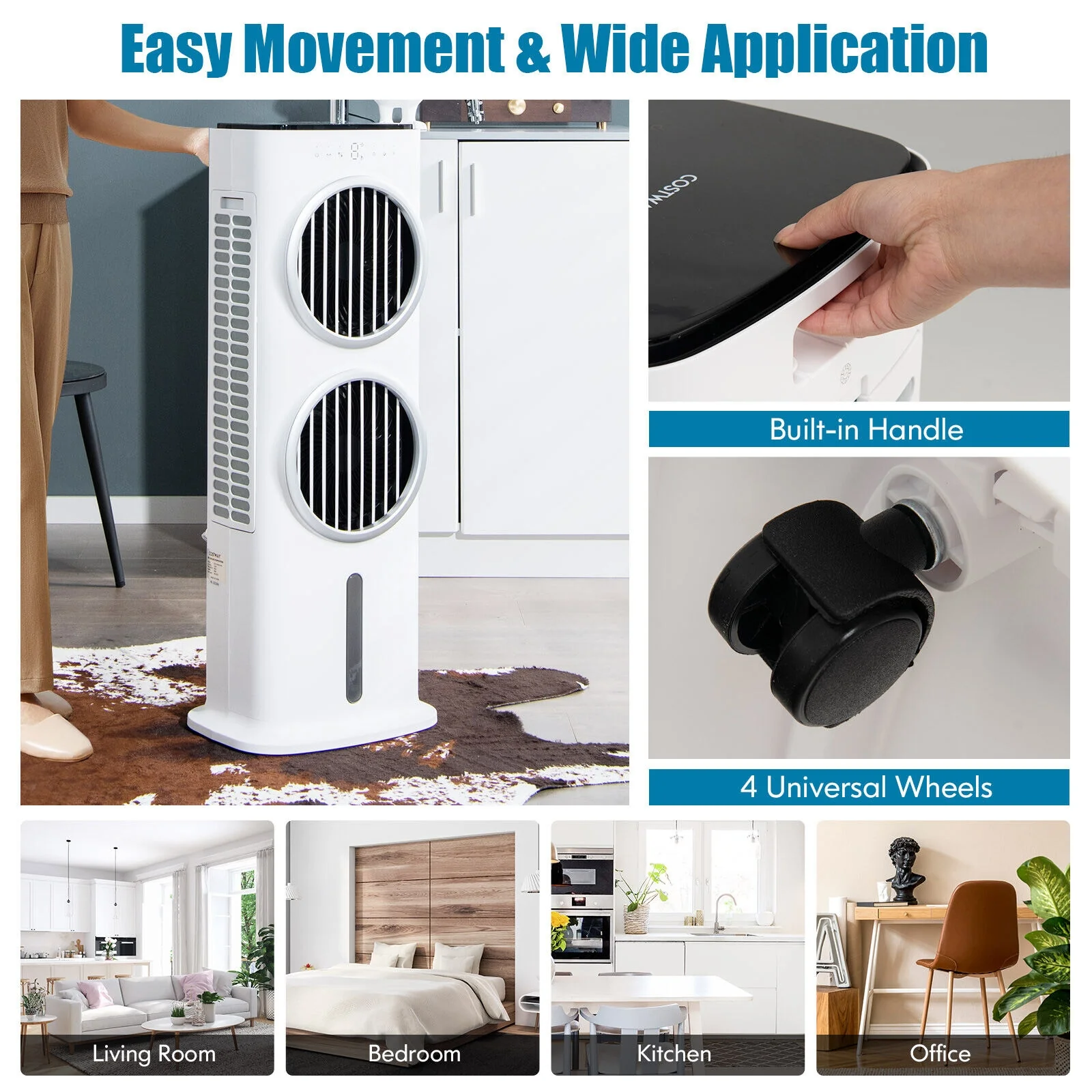 3-in-1 Evaporative Air Cooler with 9H Timer Remote-White - Image 7