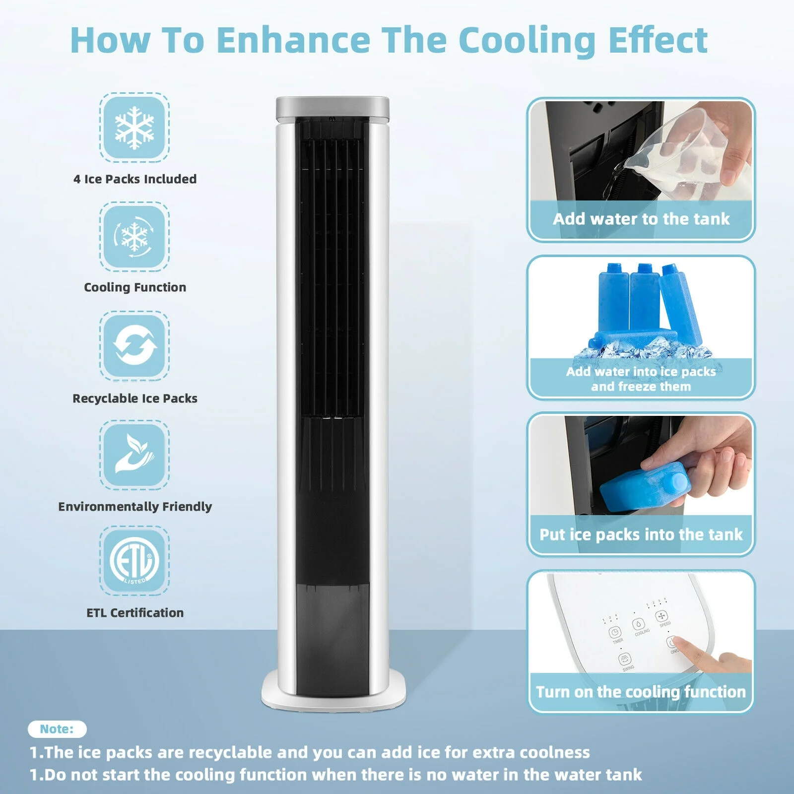 3-In-1 Portable Evaporative Air Cooler with Timer-White - Image 5