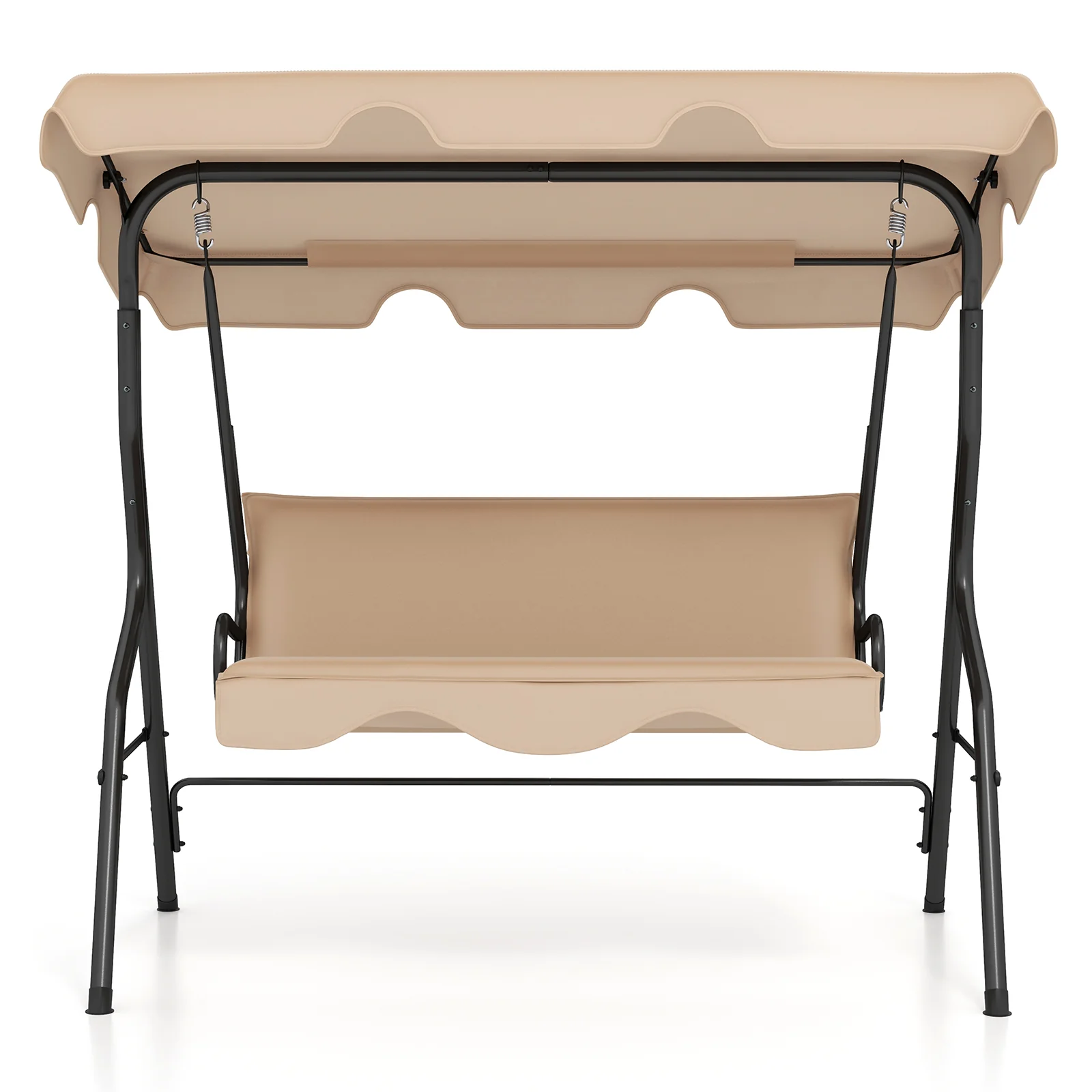 3 Seat Outdoor Patio Canopy Swing with Cushioned Steel Frame - Image 3