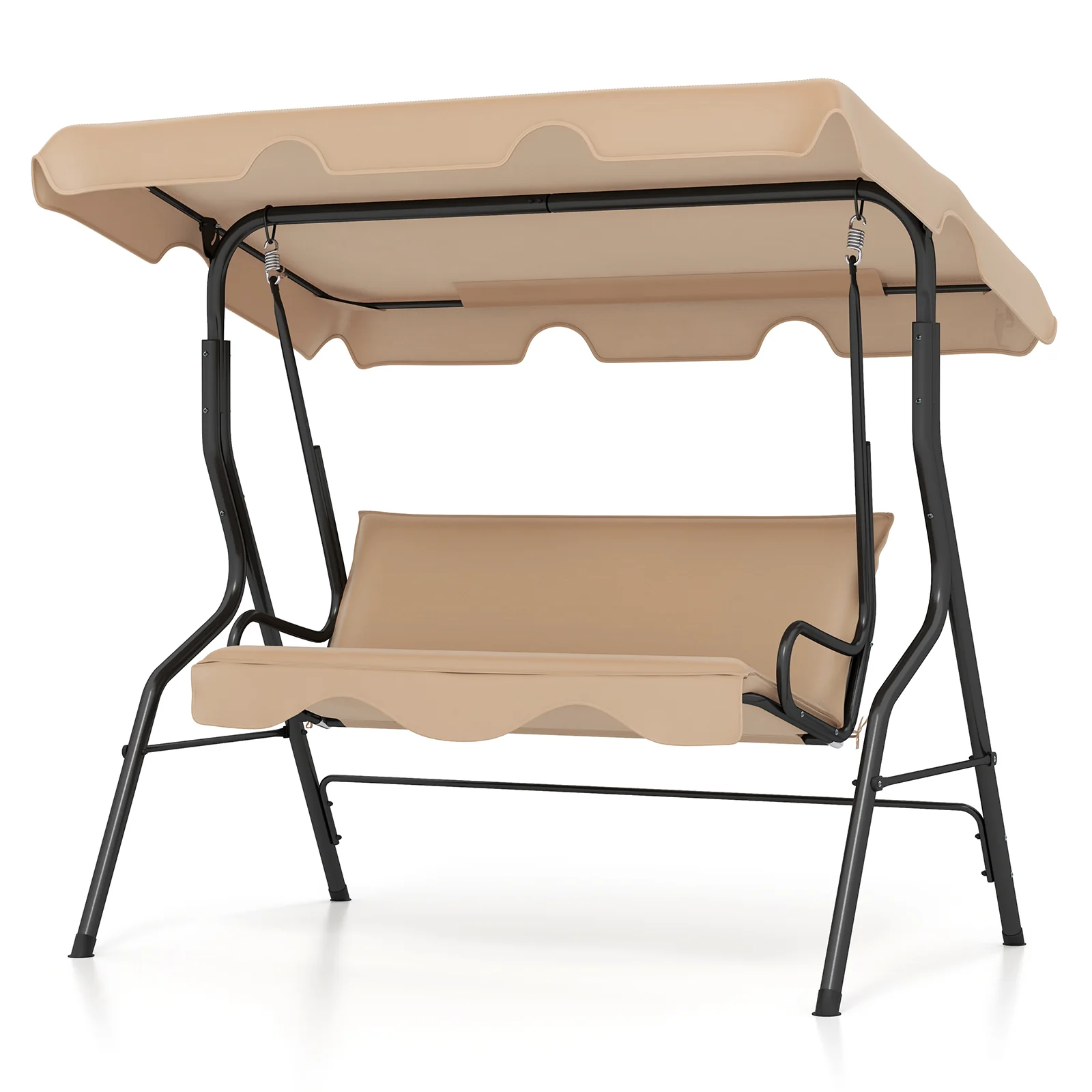 3 Seat Outdoor Patio Canopy Swing with Cushioned Steel Frame - Image 4