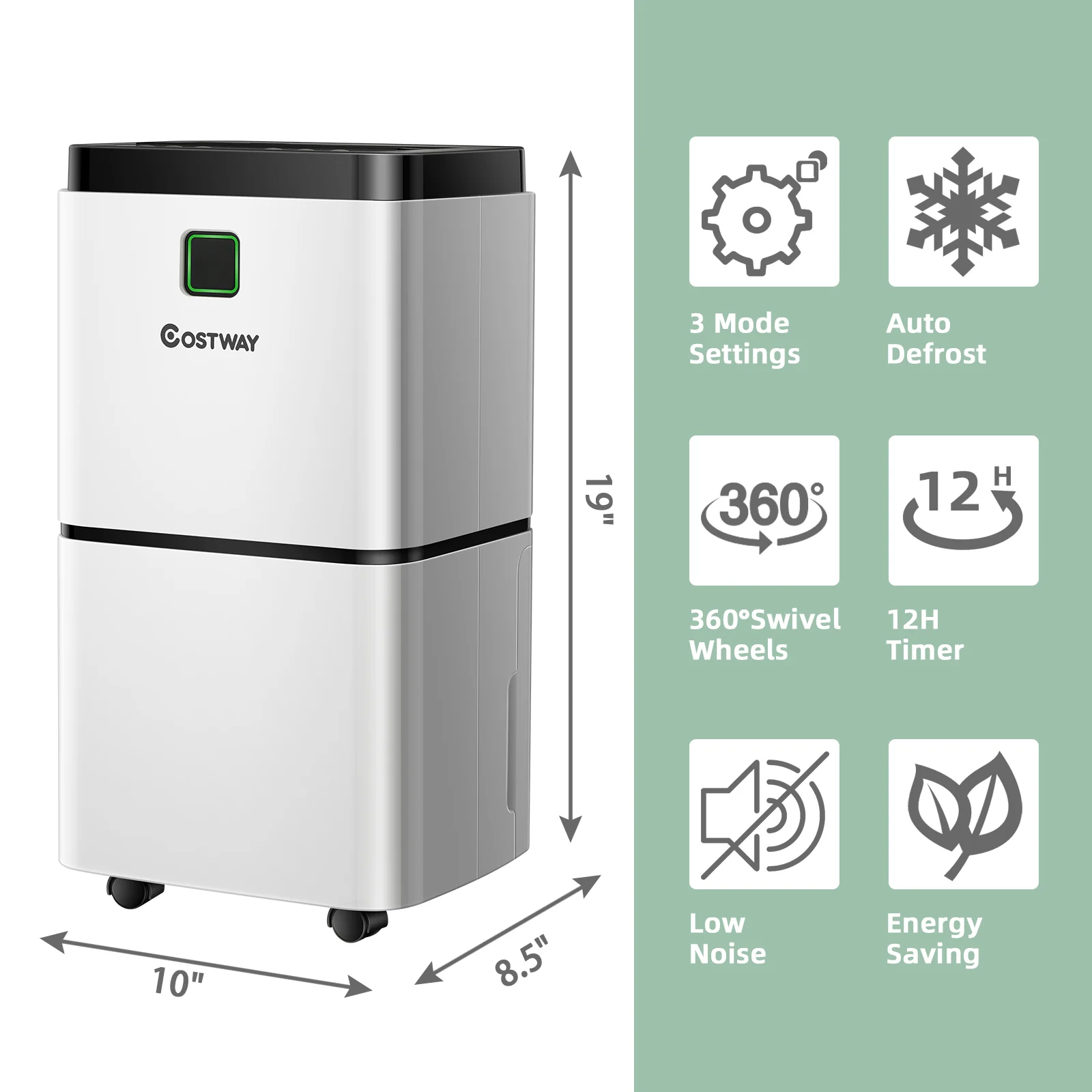 30 Pints 1500 Sq. ft Dehumidifier for Medium to Large Room with Indicator - Image 5