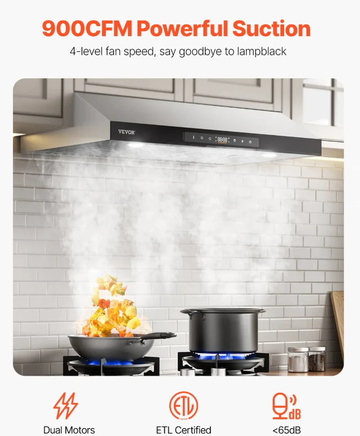 30" Under Cabinet Range Hood Vent 900CFM Gesture & Touch Control - Image 4