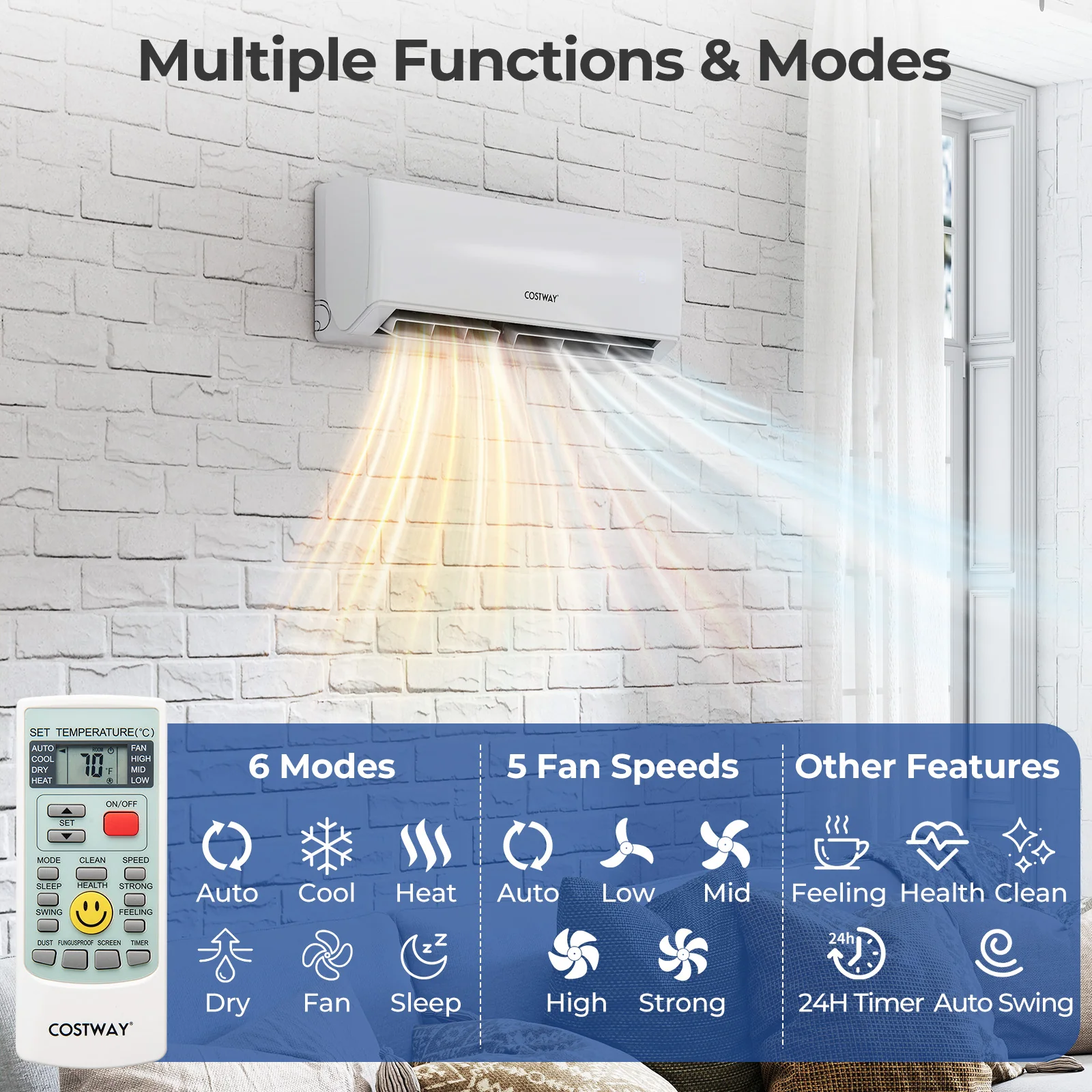 30000 BTU 3 Zone 23 SEER2 Mini Split Air Conditioner Wifi Enabled with Heat Pump - Image 3