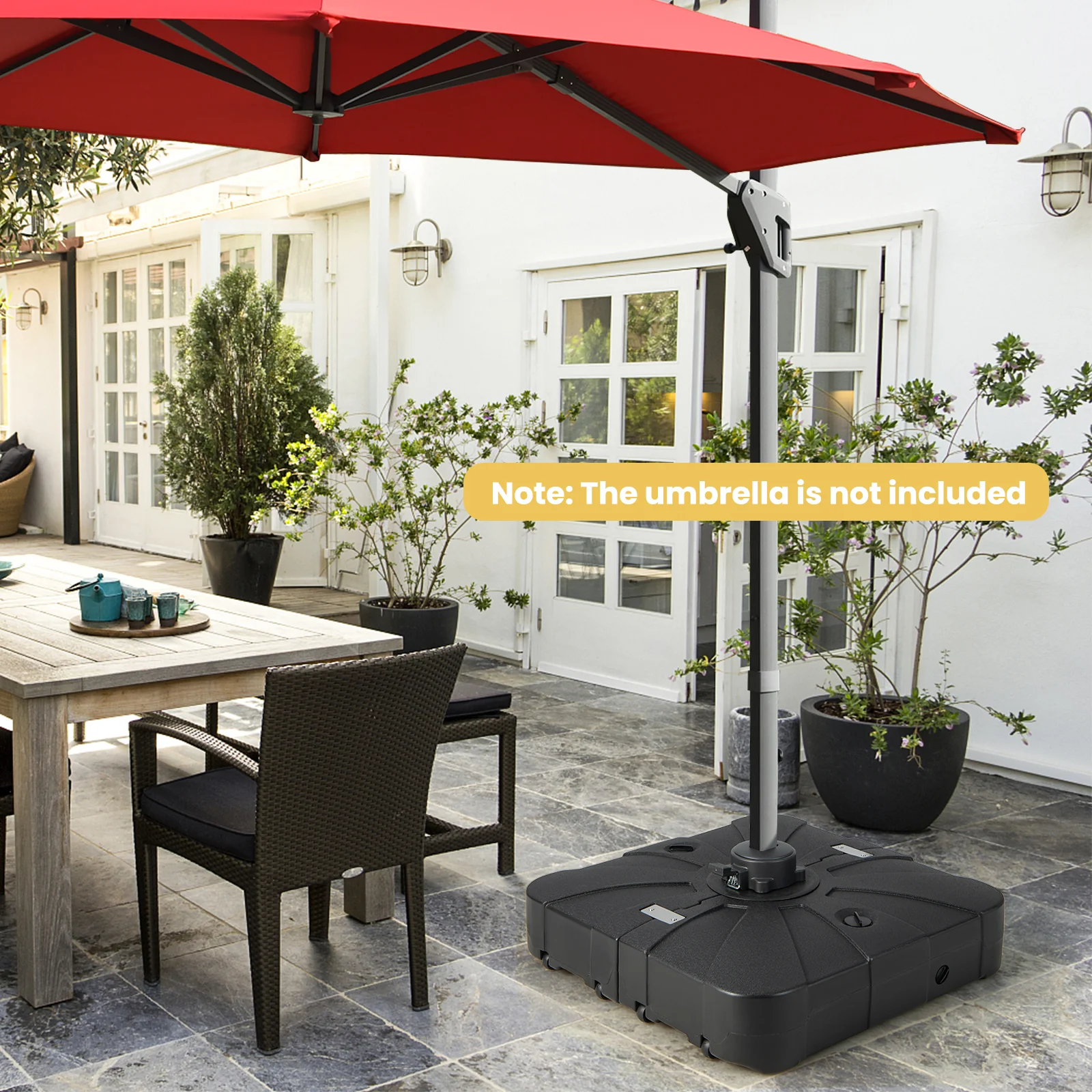 33.5 x 33.5 Inch Fillable Cantilever Umbrella Base with Wheels - Image 5