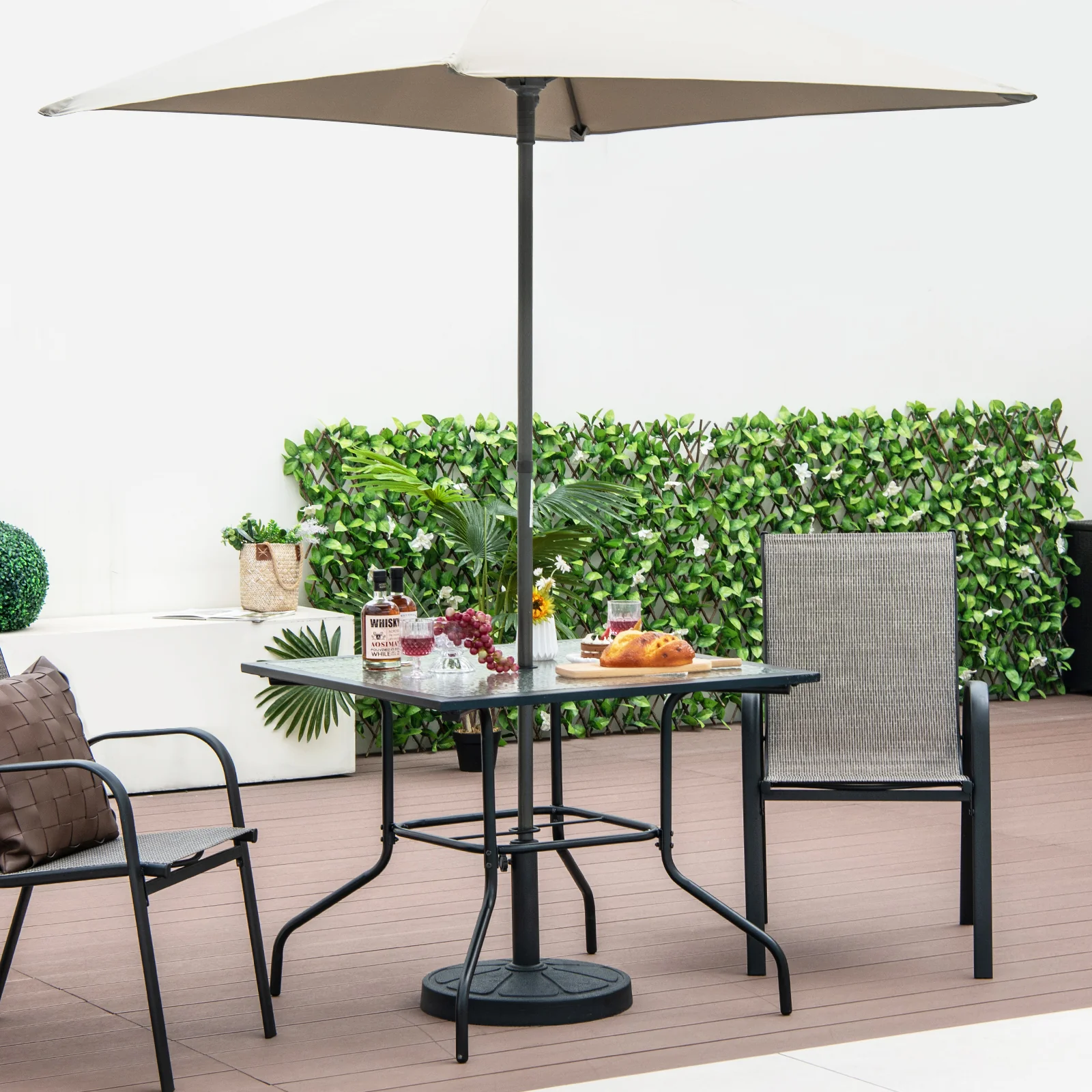 35 x 35 Inch Patio Dining Table with 1.5 Inch Umbrella Hole without Umbrella - Image 2