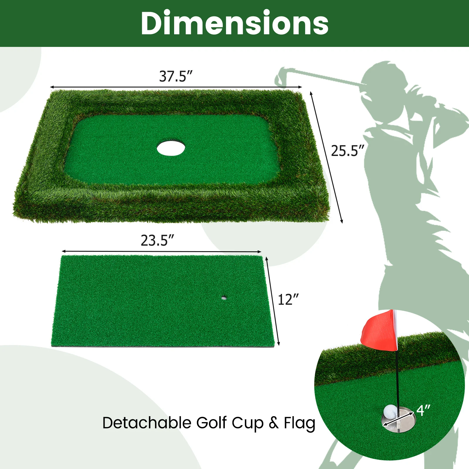 37.5 x 25.5 Inch Floating Golf Green for Pool Chipping Green Mat - Image 4