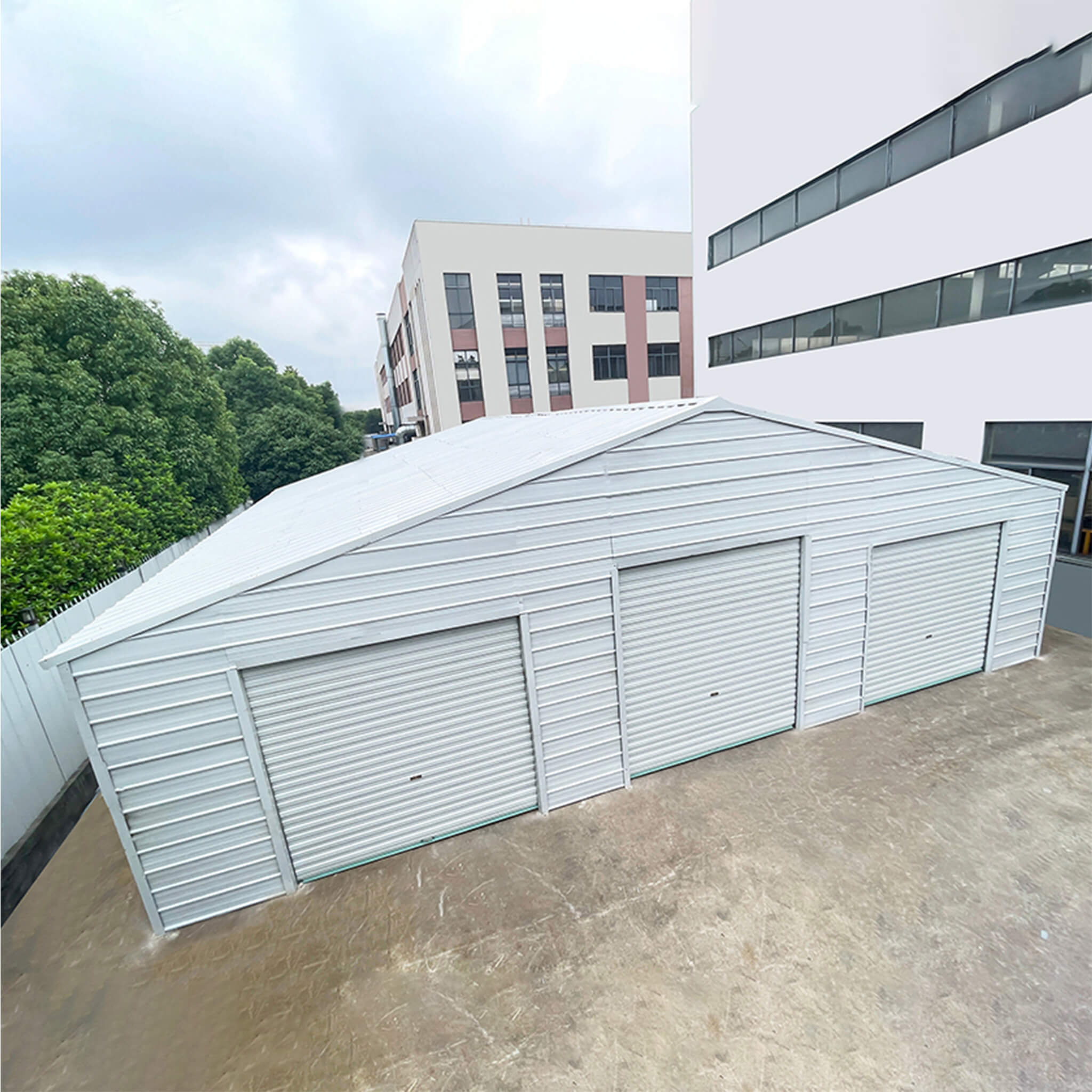 39' x 39' FT Extra-Large Heavy-Duty Galvanized Steel Barn Building Shed with 3 Rolling Garage Doors - Image 3
