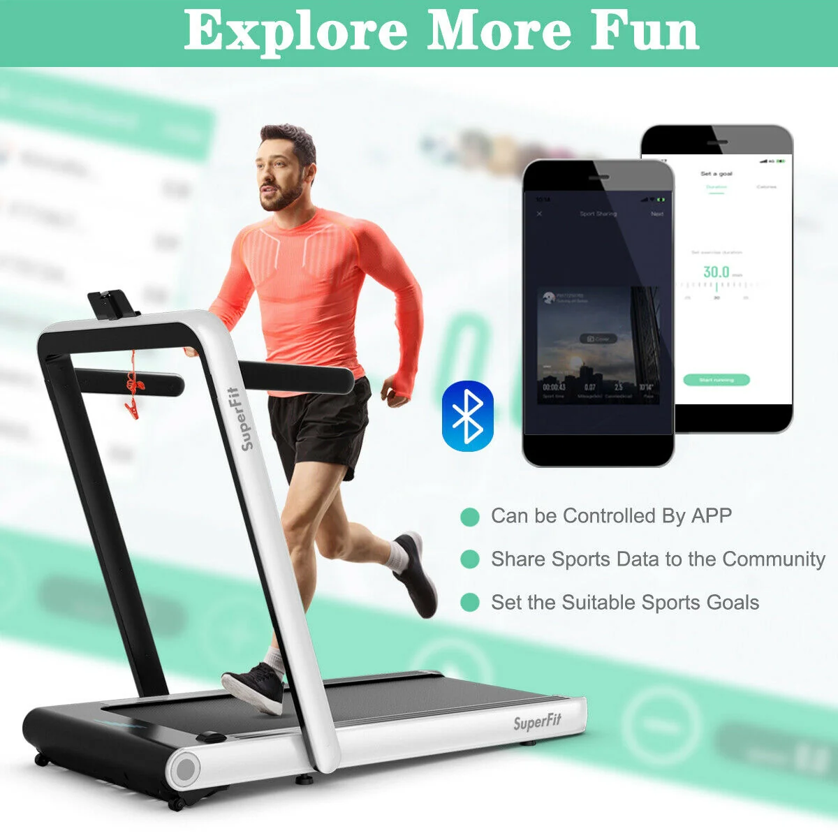 4.75HP 2 In 1 Folding Treadmill with Remote APP Control - Image 5