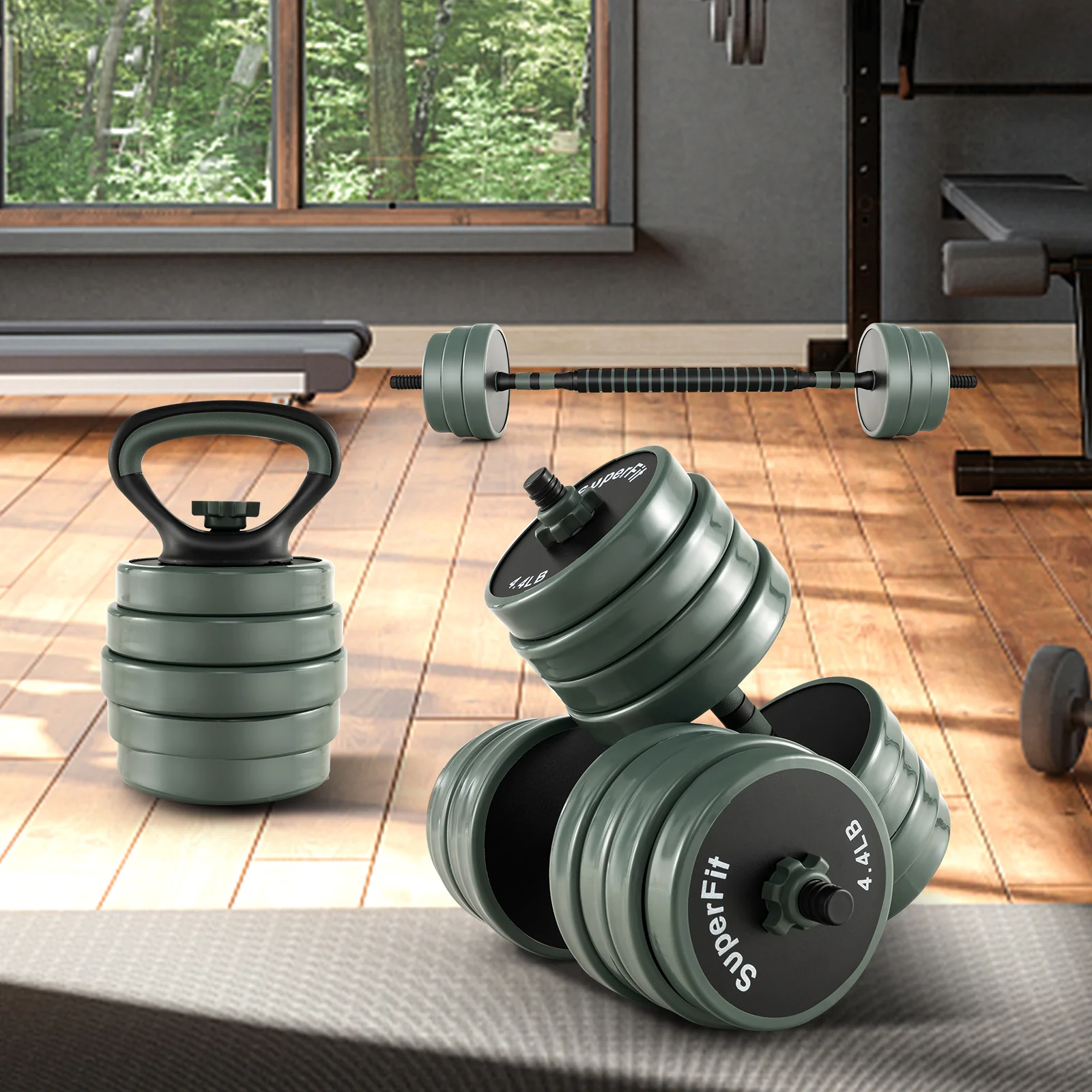 4 in 1 Adjustable Weight Dumbbell Set-Black - Image 5