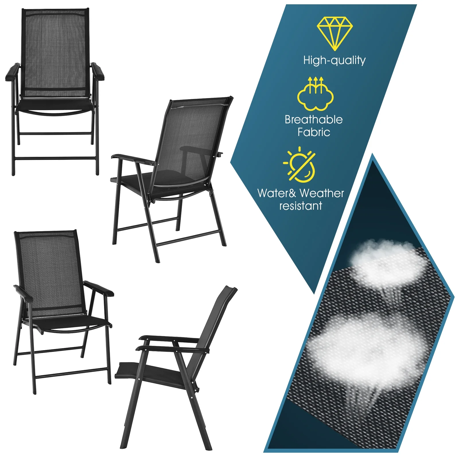 4-Pack Patio Folding Chairs Portable for Outdoor Camping - Image 5
