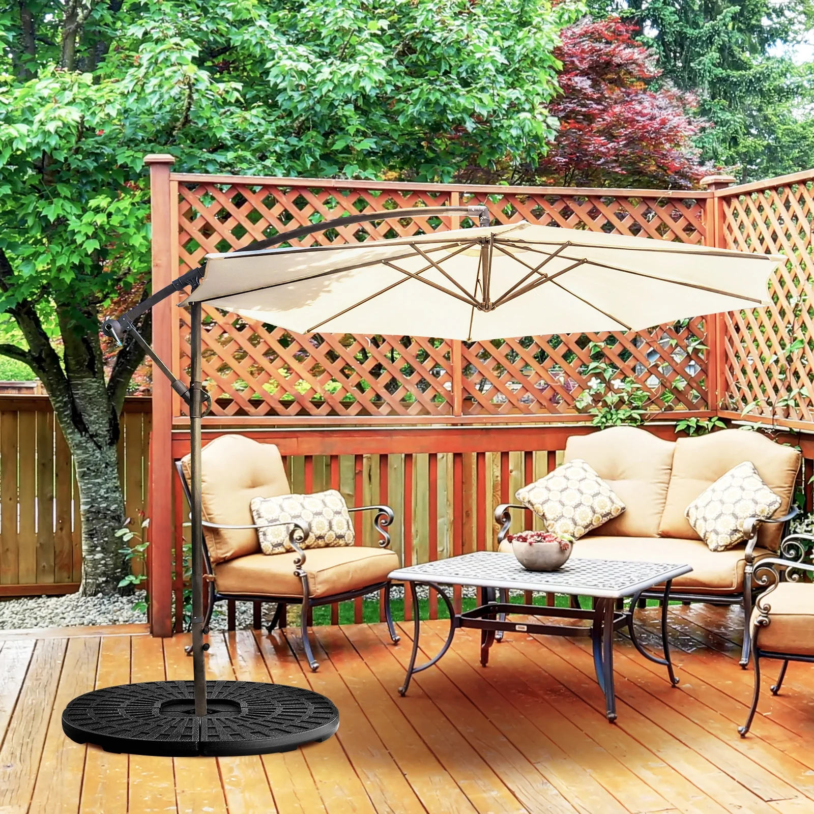 4 Pieces Round Cantilever Umbrella Base with Carry Handles for Garden - Image 2
