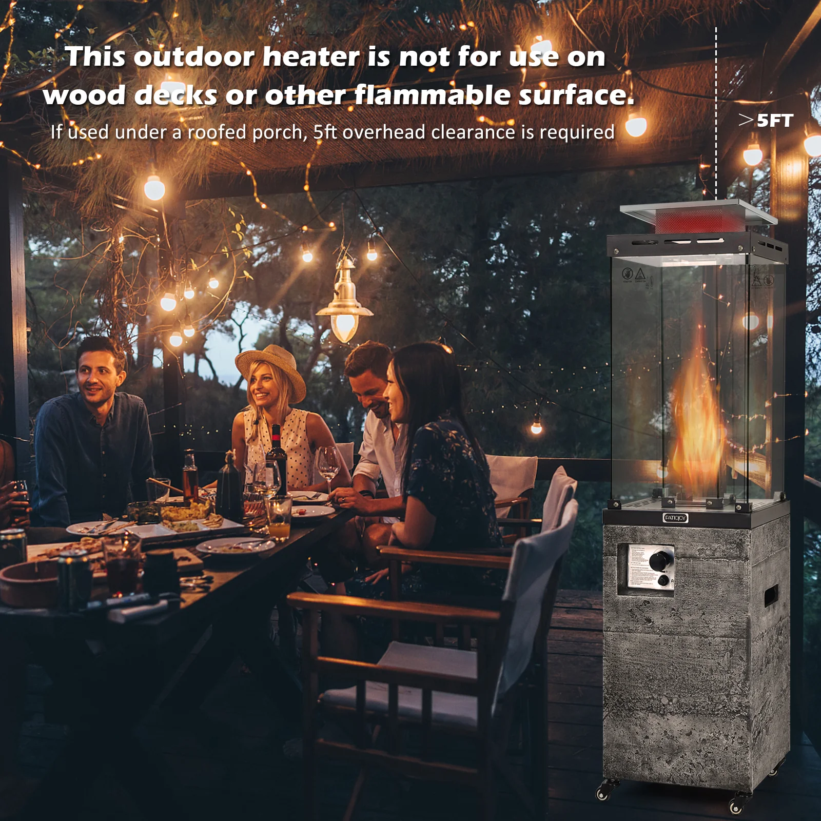 Portable Patio Heater - 41K BTU Propane Patio Heater with Metal Hood - Image 6