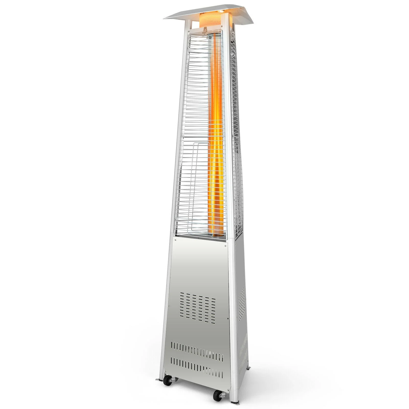 42 000 BTU Stainless Steel Pyramid Patio Heater With Wheels - Image 8