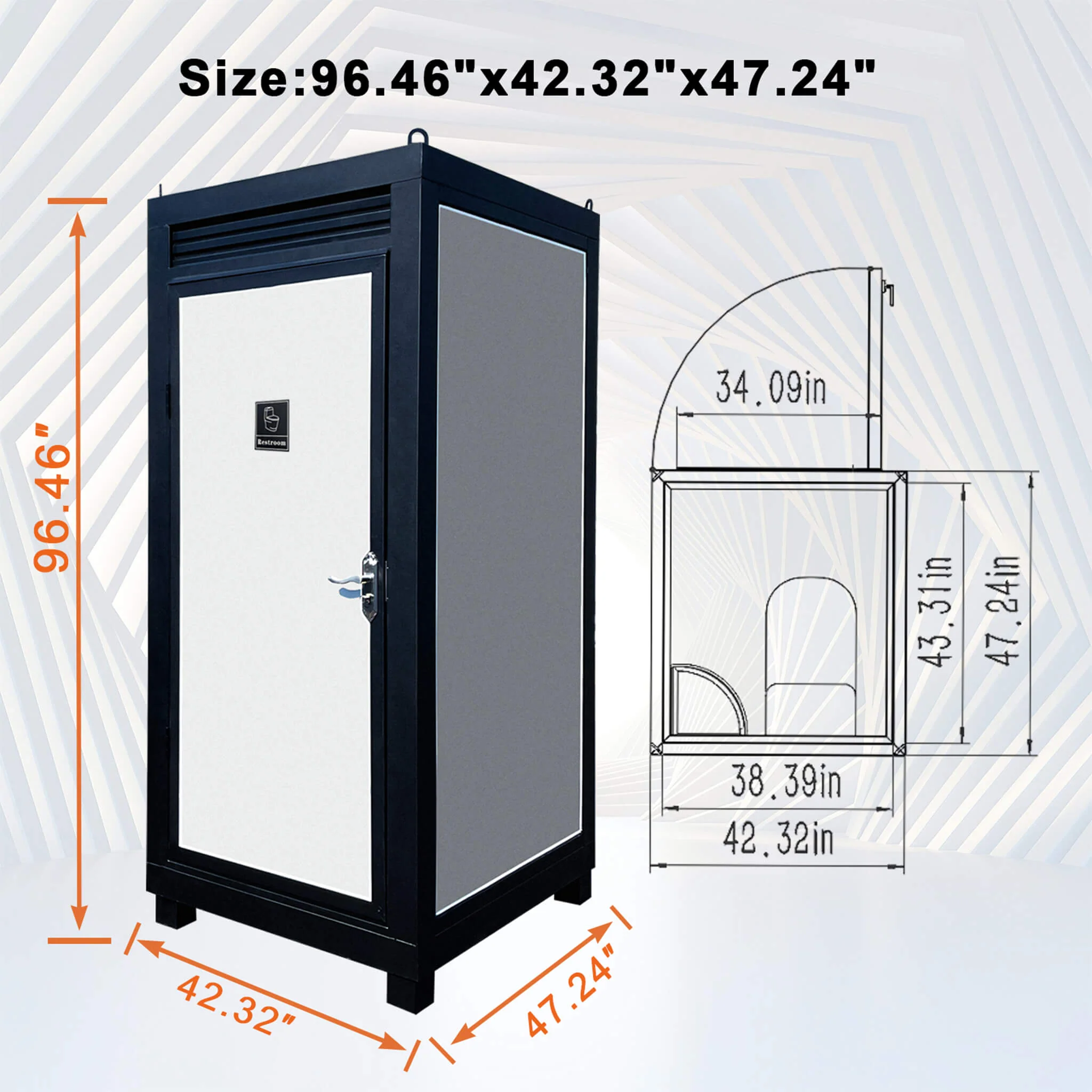 42-Inch One-Person Portable Outdoor Toilet Cabin With Light, Sink, and Vent Fan - Image 10