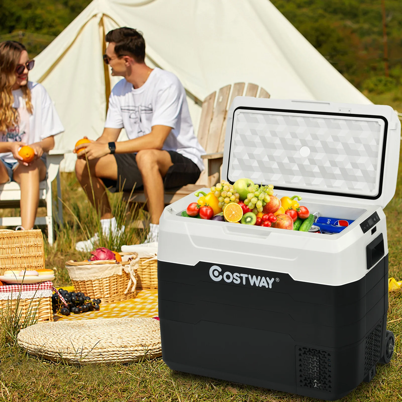42 QT Portable Dual-Zone Car Refrigerator-White - Image 4