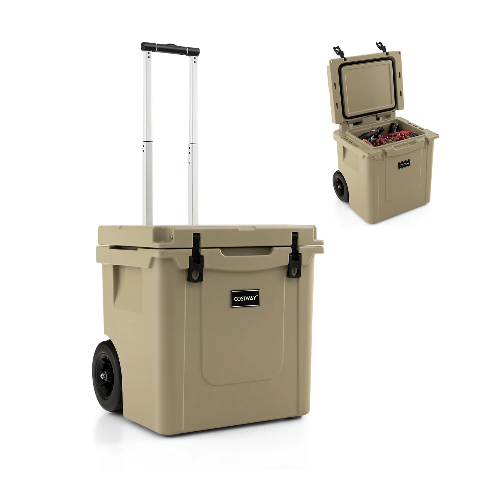 45 Quart Cooler Towable Ice Chest-Brown - Image 3