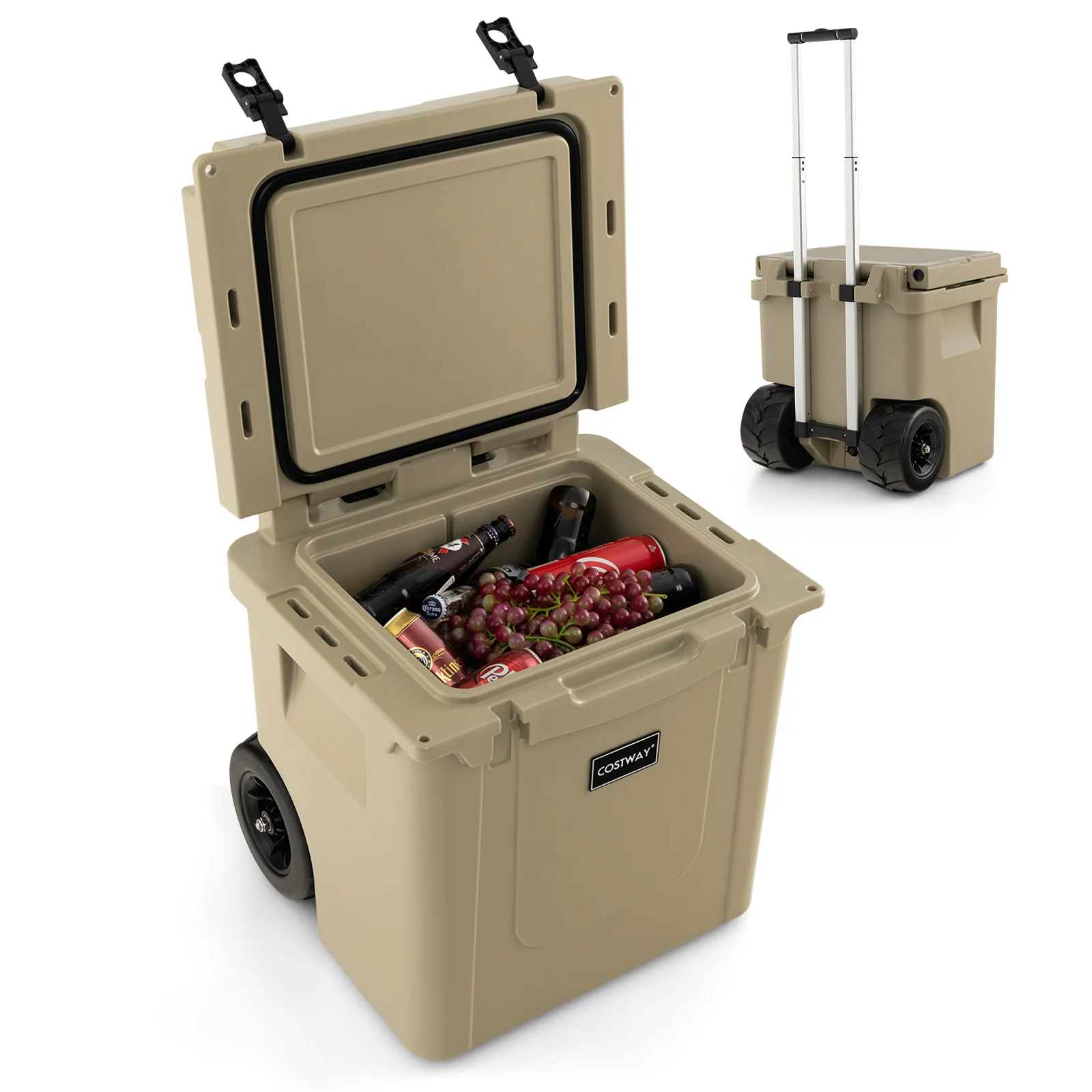 45 Quart Cooler Towable Ice Chest-Brown - Image 4