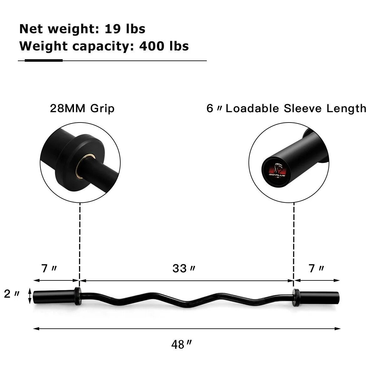 48 Inch Phosphate Steel Fitness Equipment Bar - Image 4