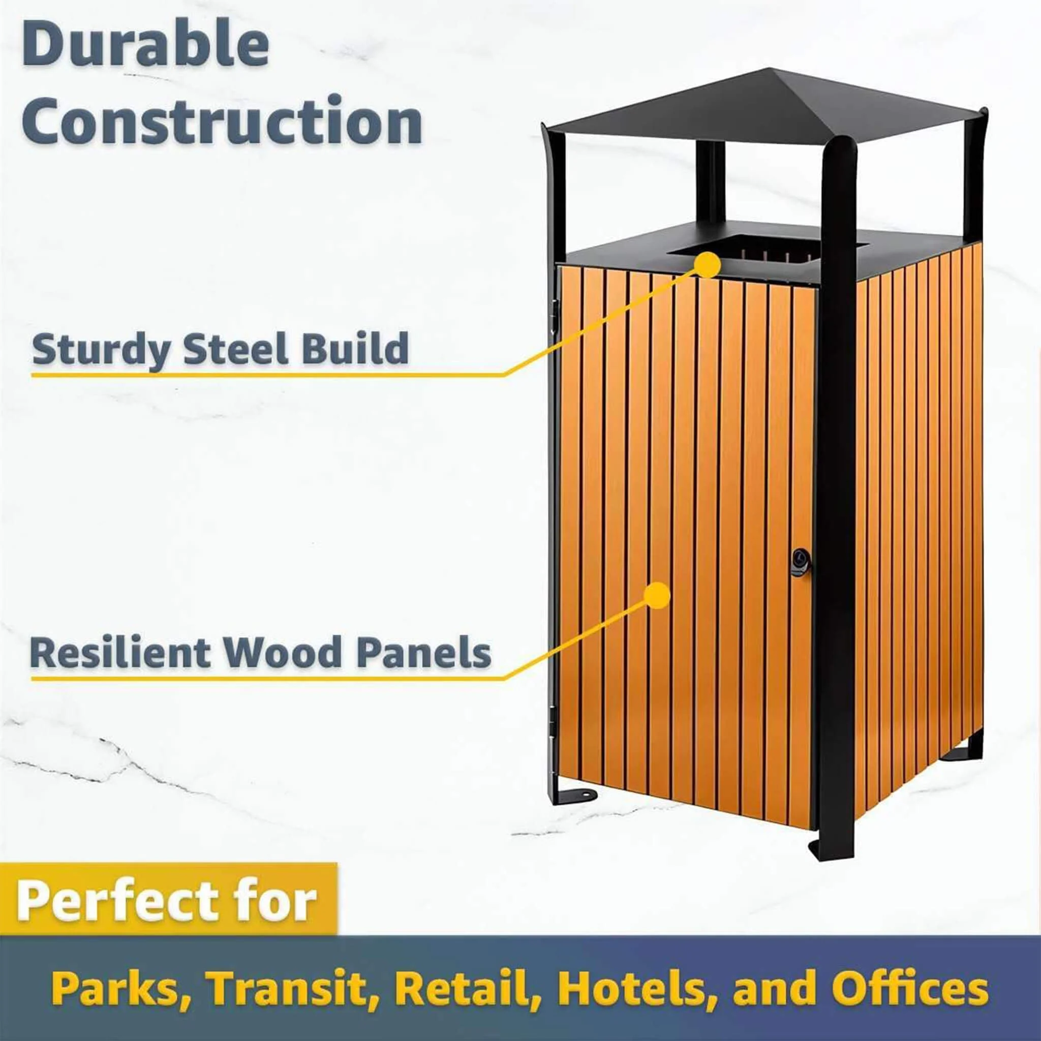 49-Gallon Heavy-Duty Commercial Outdoor Trash Can with Covered Top - Image 4