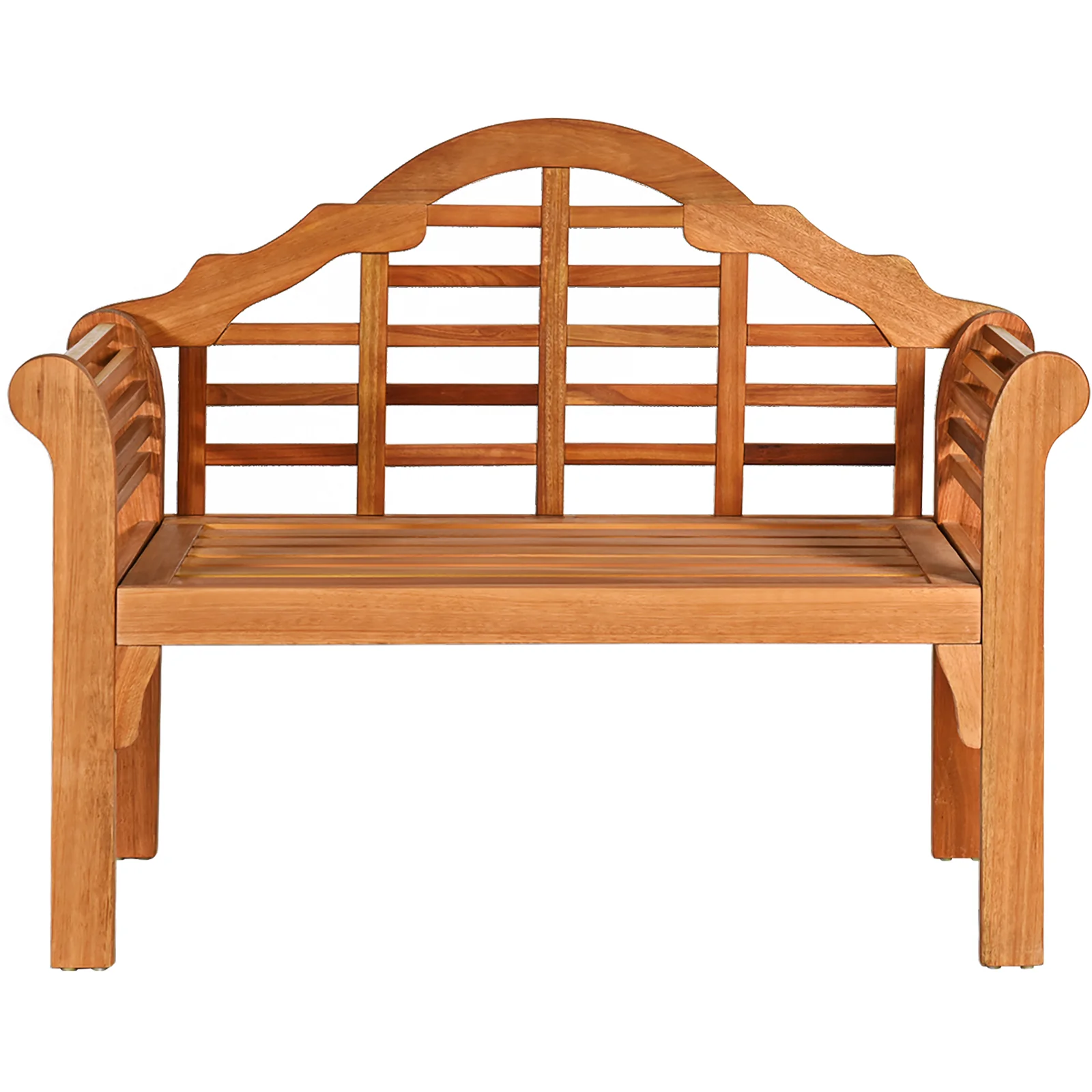 49 Inch Eucalyptus Wood Outdoor Folding Bench with Backrest Armrest for Patio Garden - Image 4