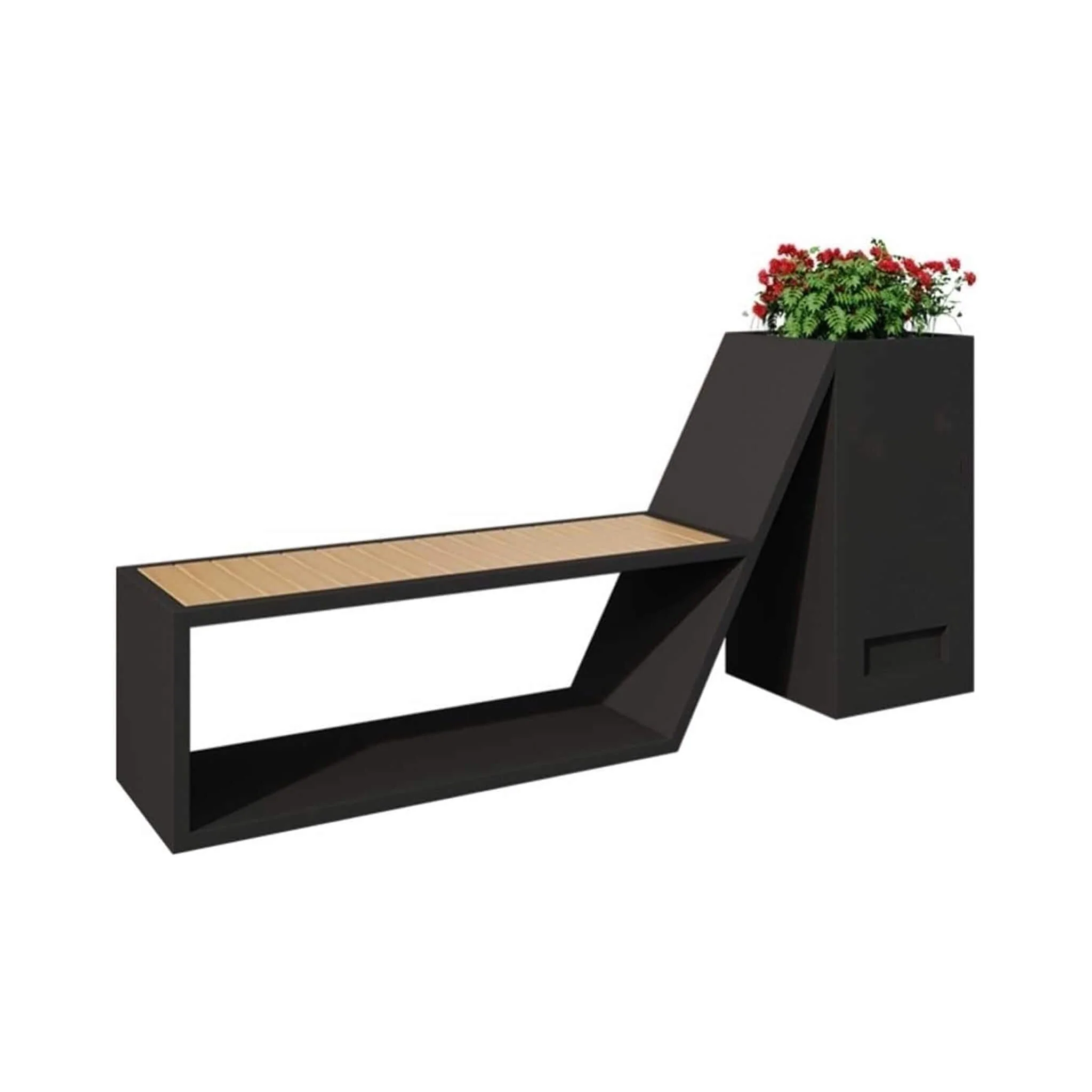 4FT Outdoor Commercial All-Weather Metal Bench With Planter Box - Image 2