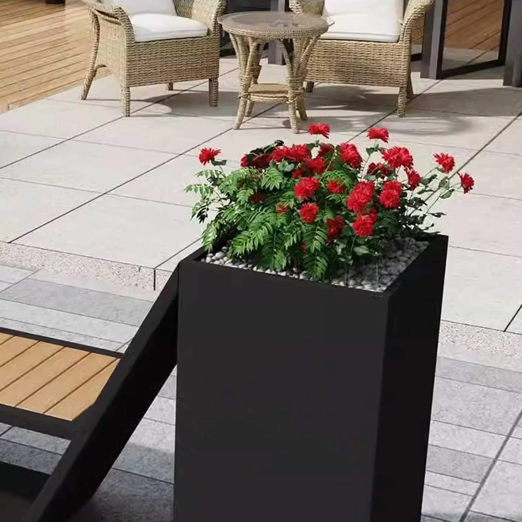 4FT Outdoor Commercial All-Weather Metal Bench With Planter Box - Image 4