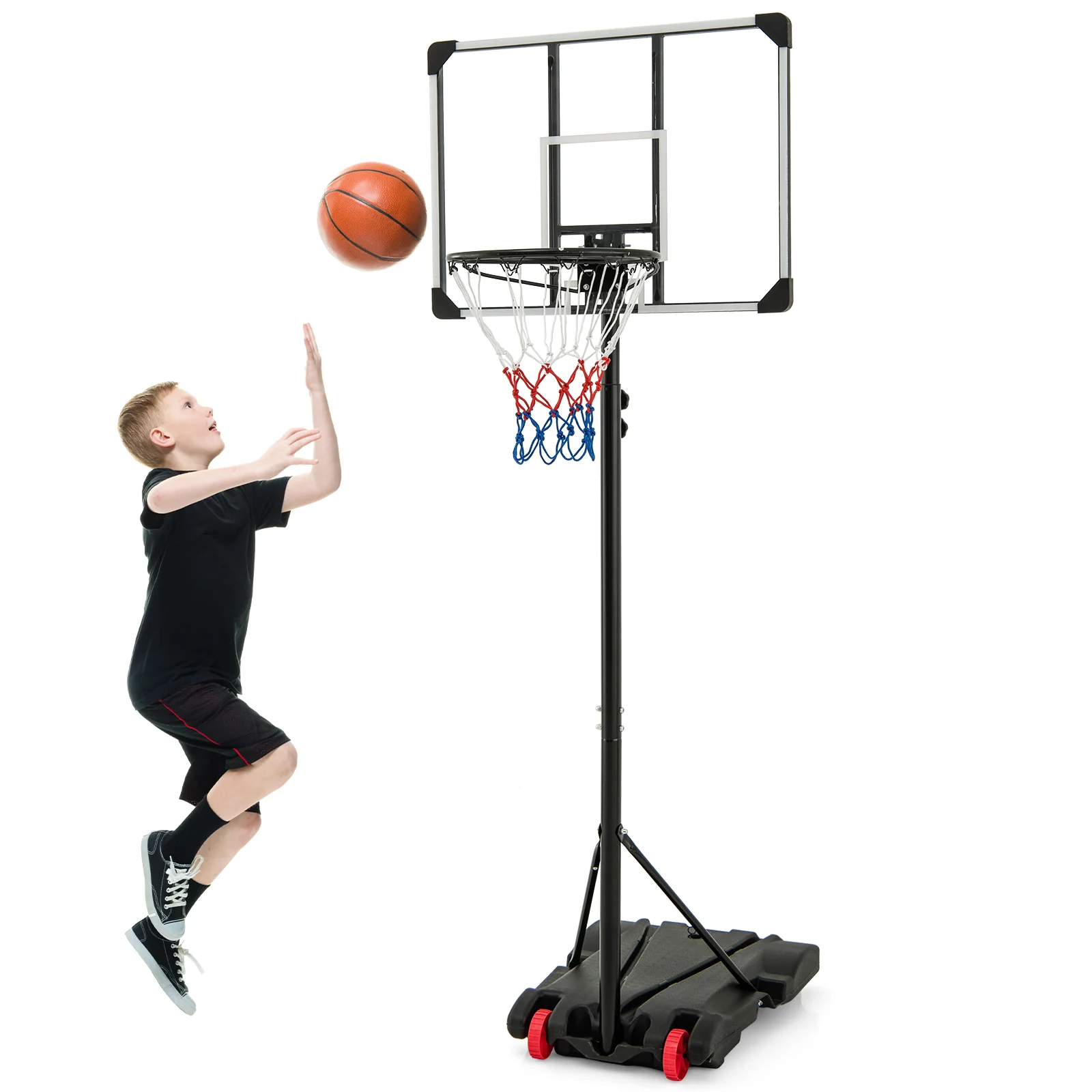 5.8-6.8 FT Basketball Hoop Height Adjustable Basketball System with Wheels and Fillable Base - Image 4