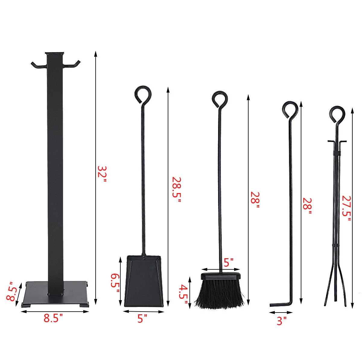 5 Pieces Fireplace Iron Fire Place Tool Set - Image 8