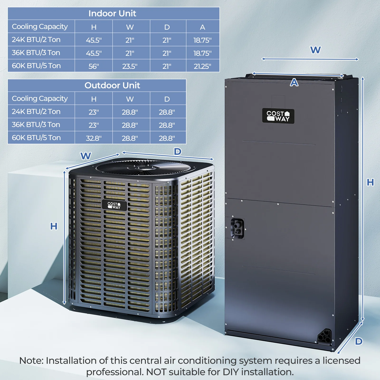 5 Ton 17 SEER2 Central Air Conditioner Heat Pump System with Multi-Position Air Handler Unit - Image 3
