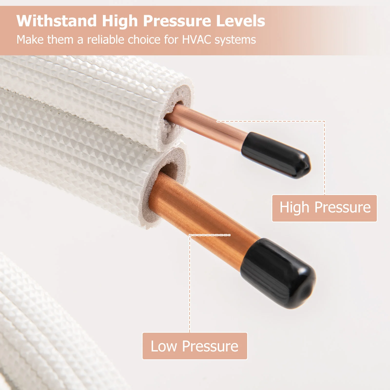 50 Feet Mini Split Line Set with 1/4 Inch and 1/2 Inch O.D. Copper Pipes Tubing - Image 6