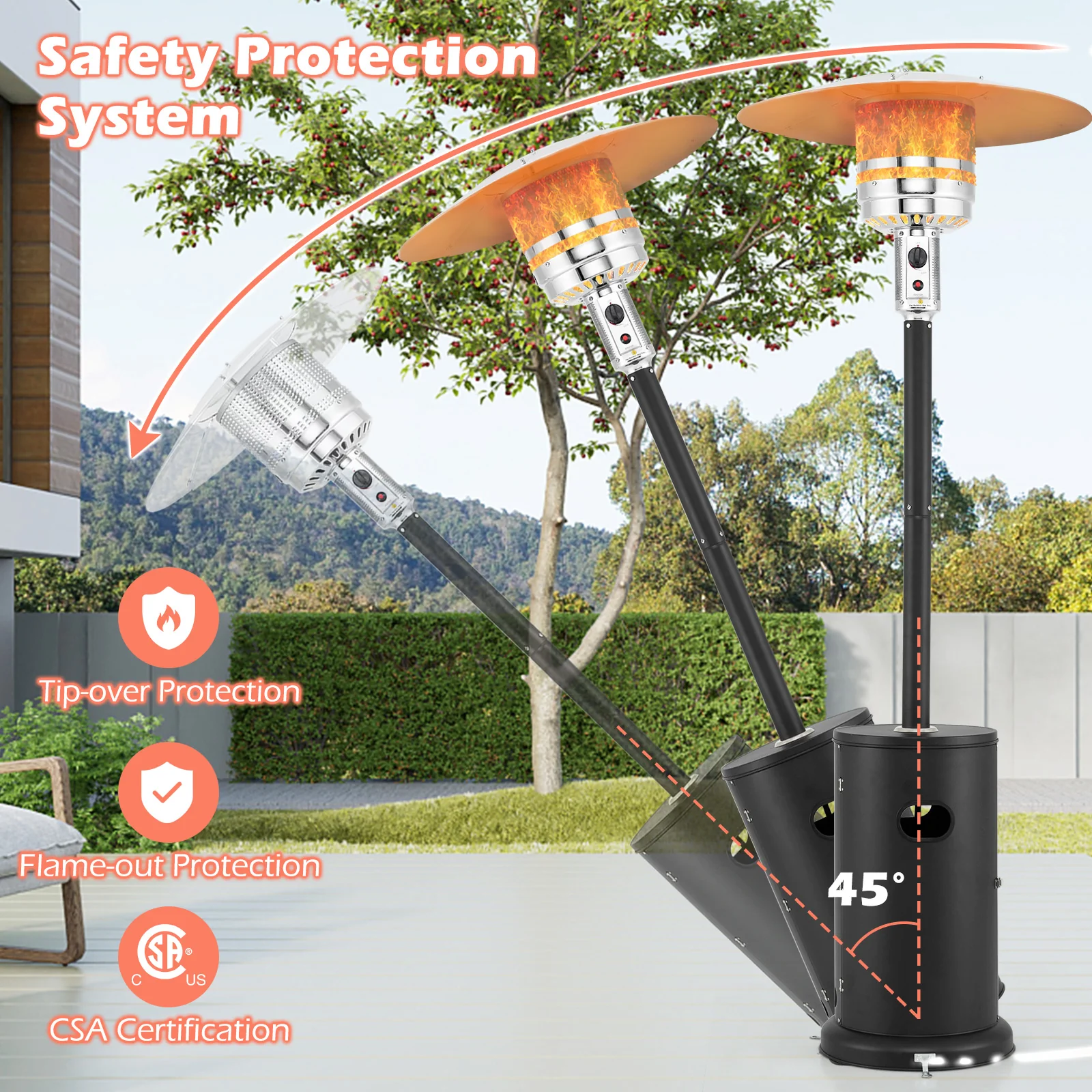 50000 BTU Propane Patio Heater with Round Table Design - Image 10