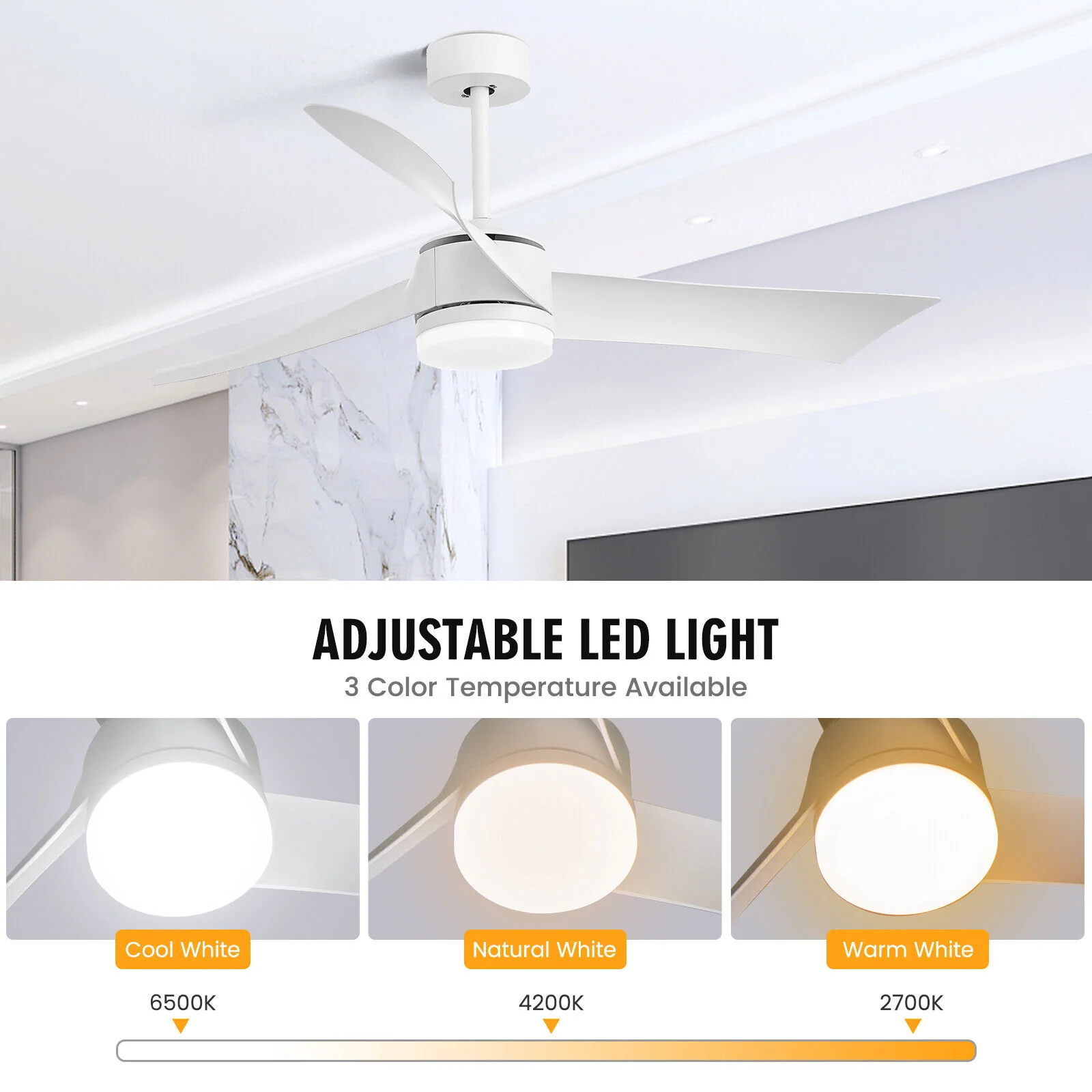 52 Inch Reversible Ceiling Fan with Light - Image 5