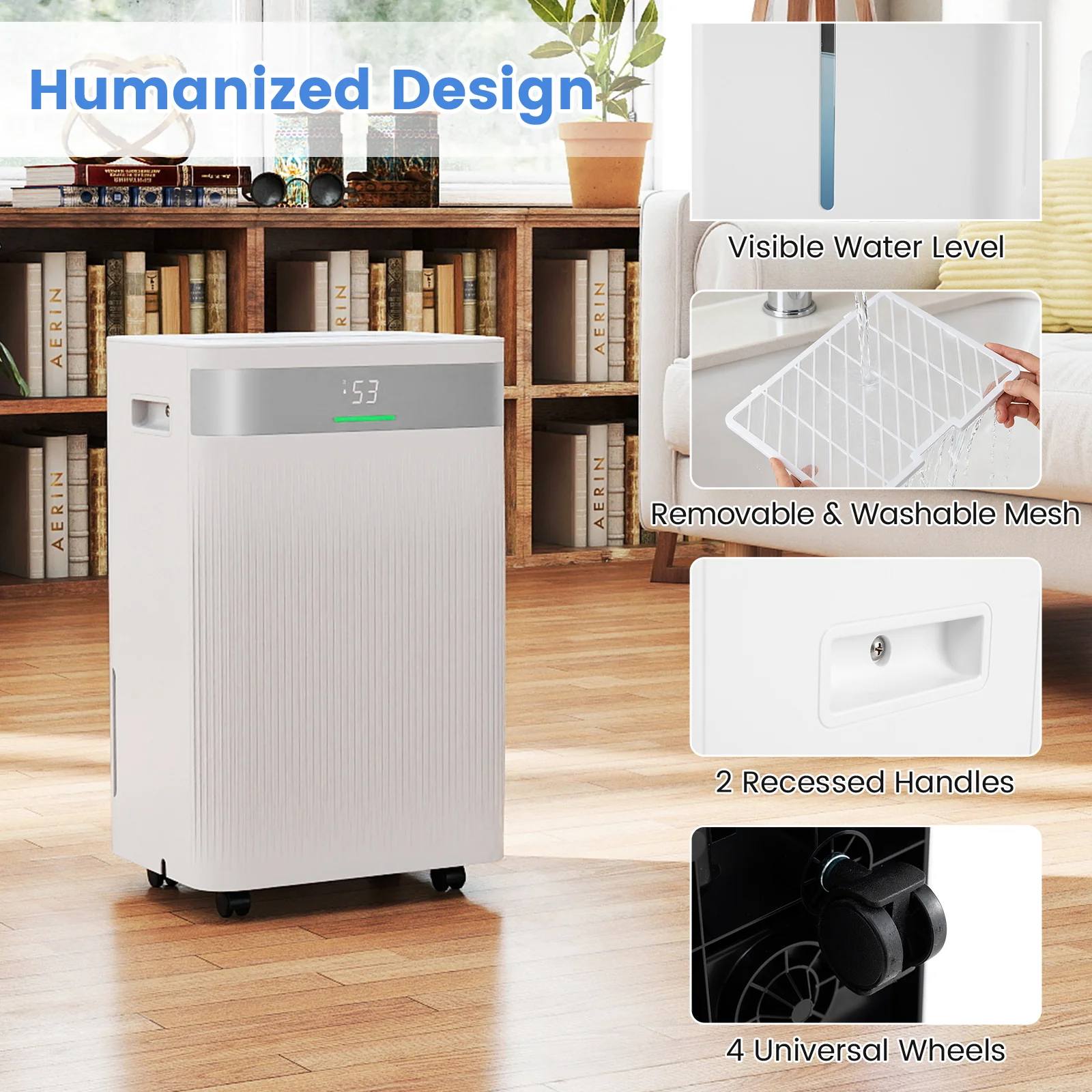 54 Pints Dehumidifier for Home 4500 Sq.Ft Dehumidifier-White - Image 4