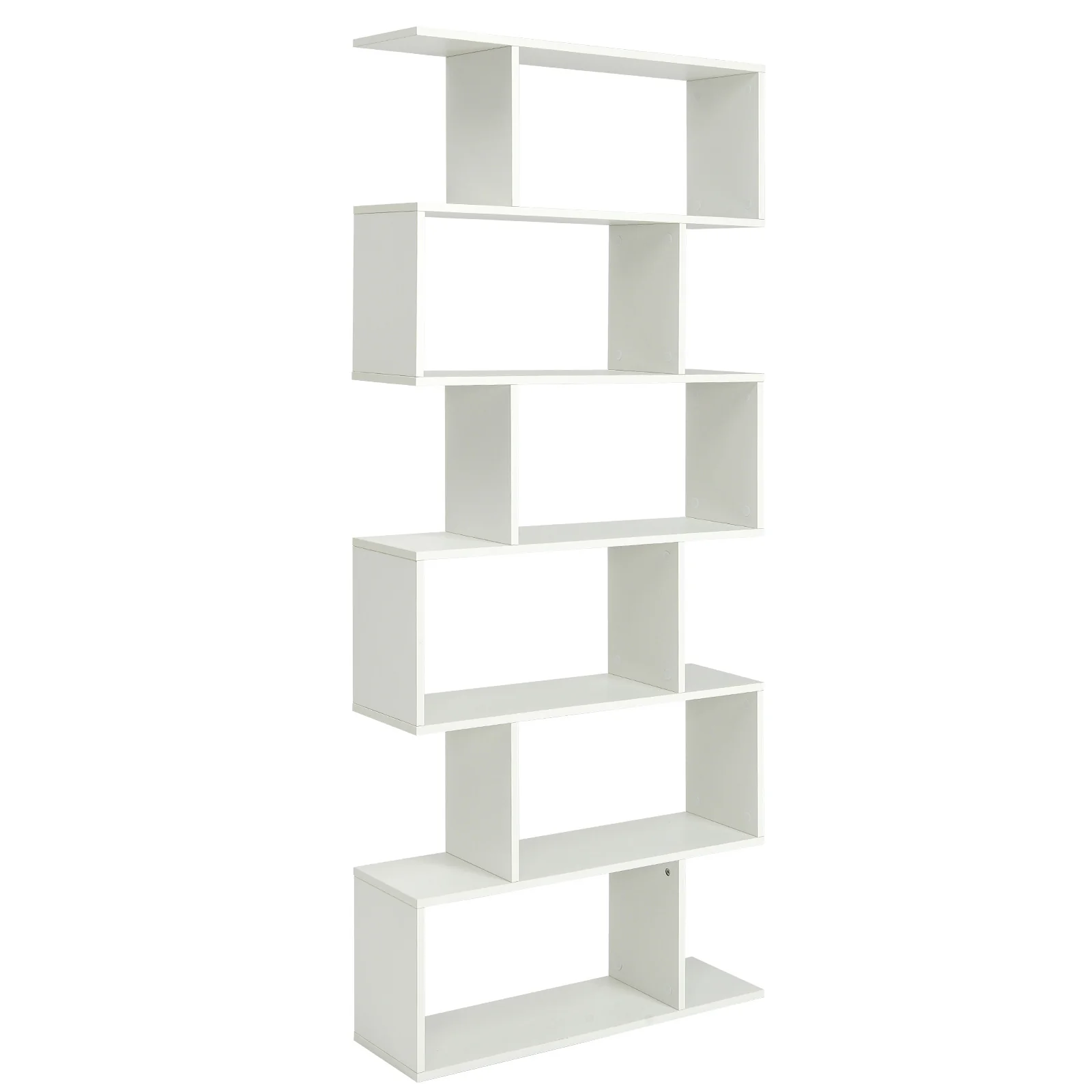 6 Tier S-Shaped Bookshelf Storage Display Bookcase Decor Z-Shelf - Image 3
