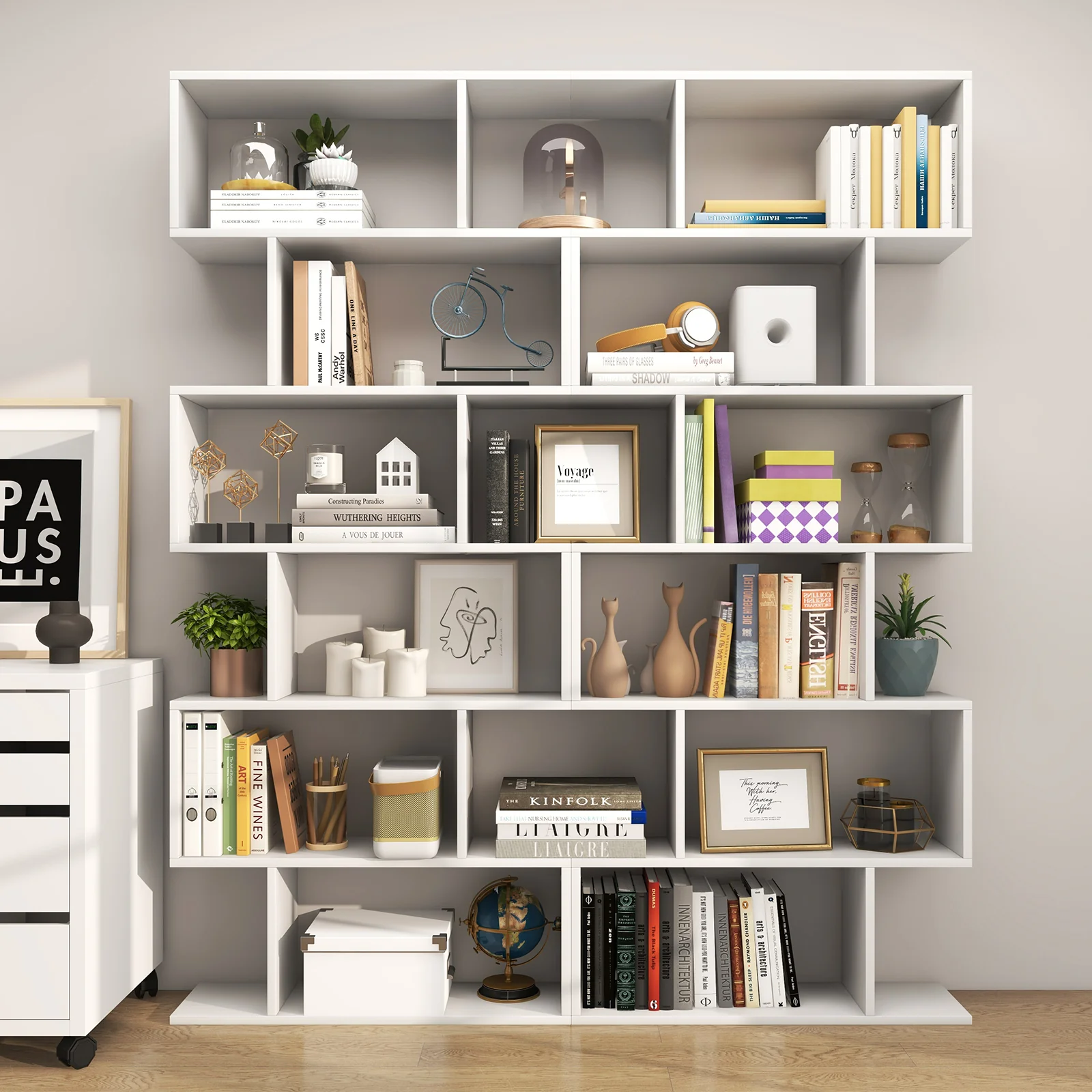 6 Tier S-Shaped Bookshelf Storage Display Bookcase Decor Z-Shelf - Image 6
