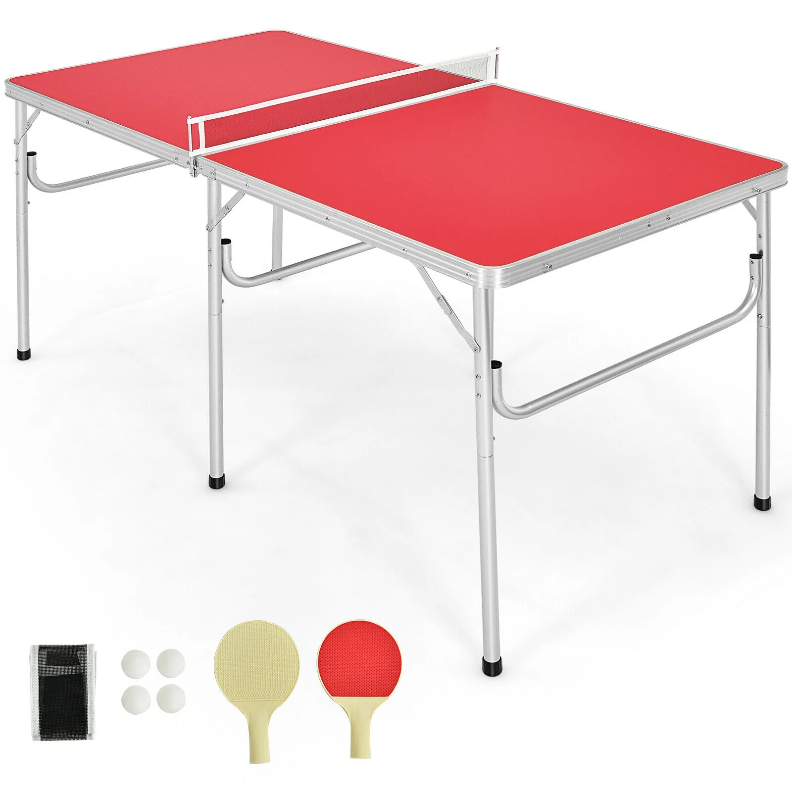 60 Inch Portable Tennis Ping Pong Folding Table with Accessories - Image 3