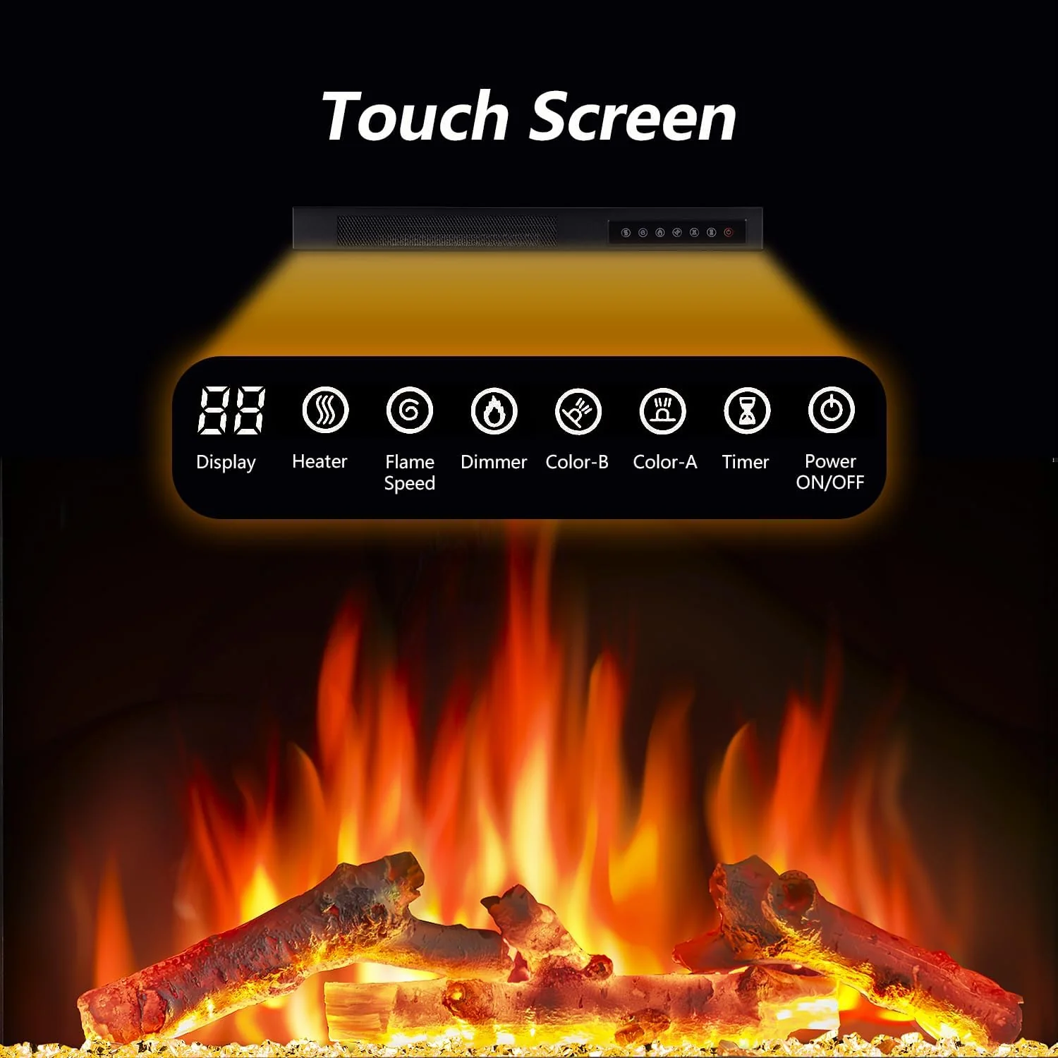 60" Fireplace TV Stand with Freestanding Electric Fireplace & Wooden Storage Cabinet - Image 3