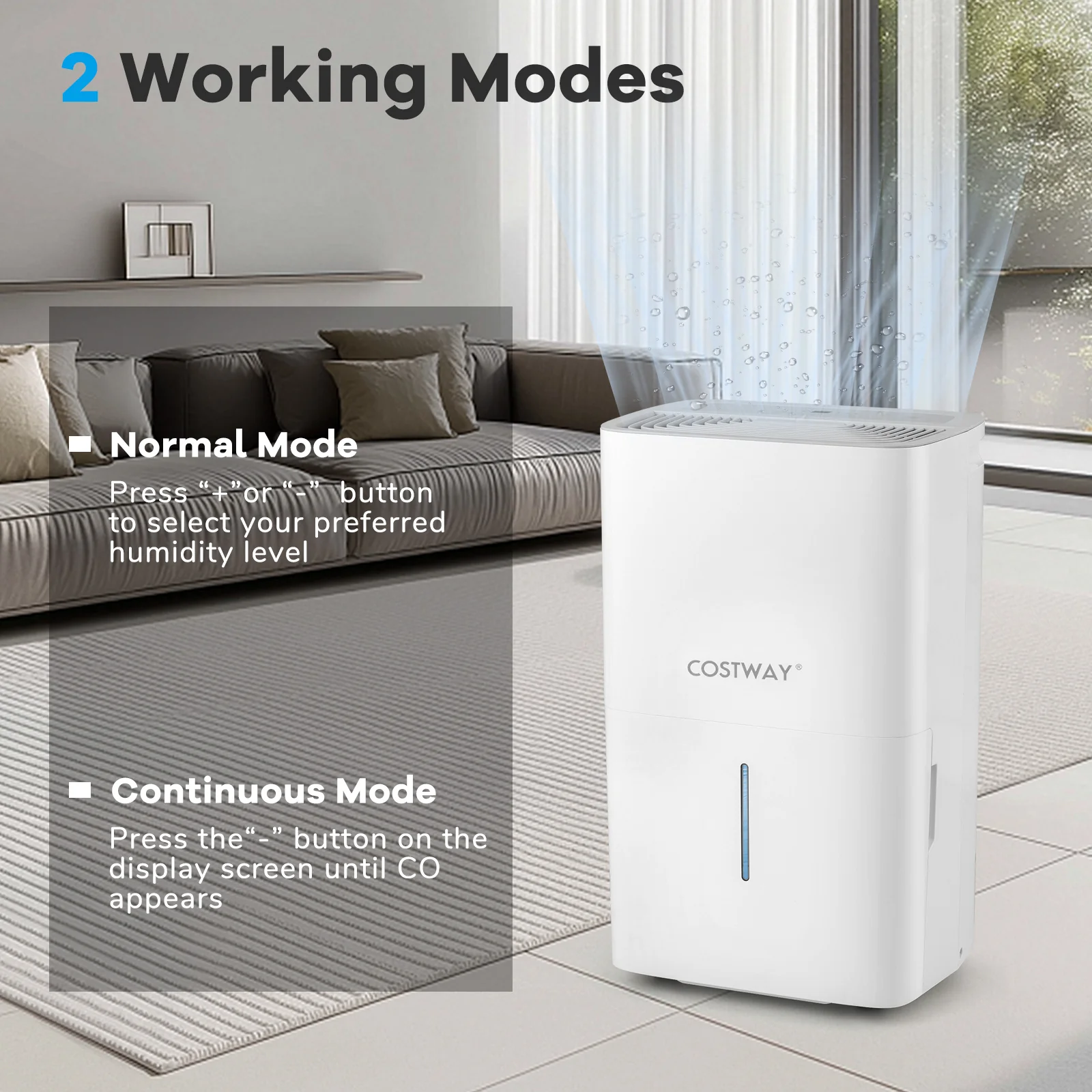 65 Pints Dehumidifier with 24H Timer and LED Display-White - Image 5