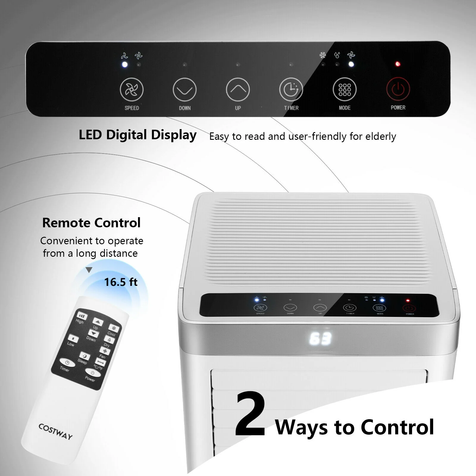 8000 BTU 3-in-1 Portable Air Conditioner with Remote Control-White - Image 8