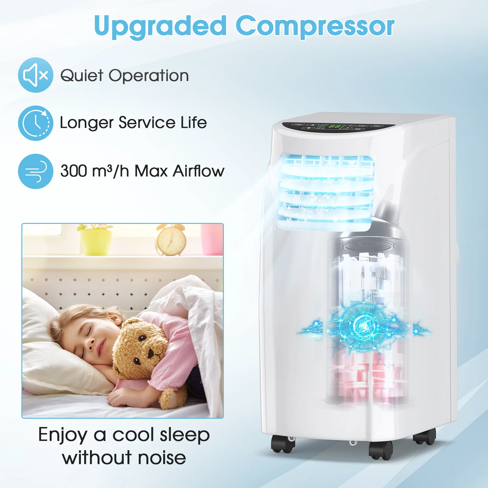 8000 BTU Portable Air Conditioner with Sleep Mode and Dehumidifier Function - Image 6