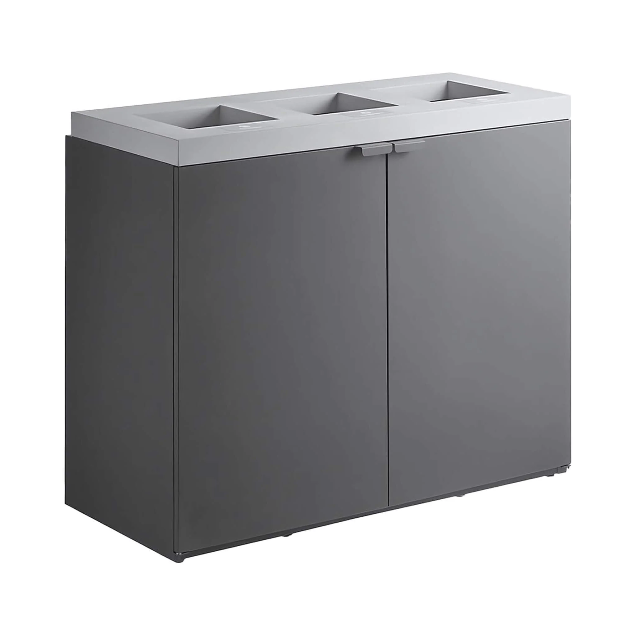 86-Gallon Heavy-Duty Commercial Steel Three-Stream Trash Can Cabinet