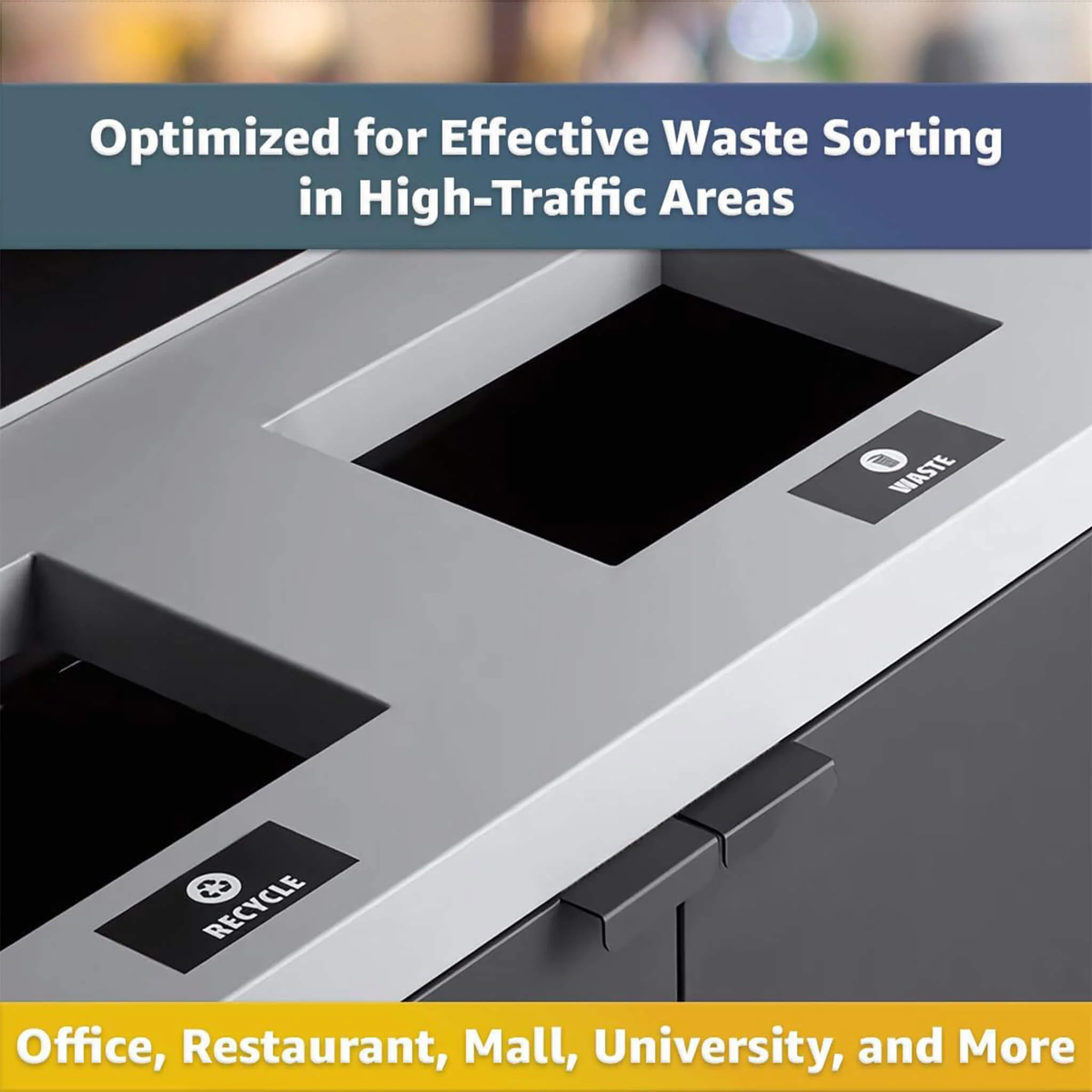 86-Gallon Heavy-Duty Commercial Steel Two-Stream Trash Can Cabinet with Panel - Image 2