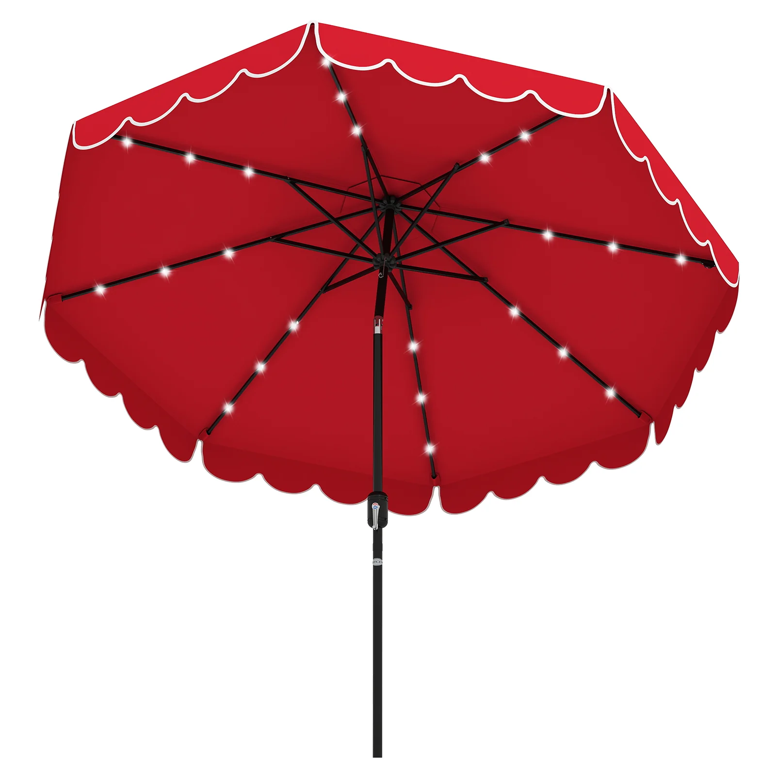 9.3 Feet Solar Patio Umbrella with 24 LED Lights Vented Top and Ruffles - Image 3